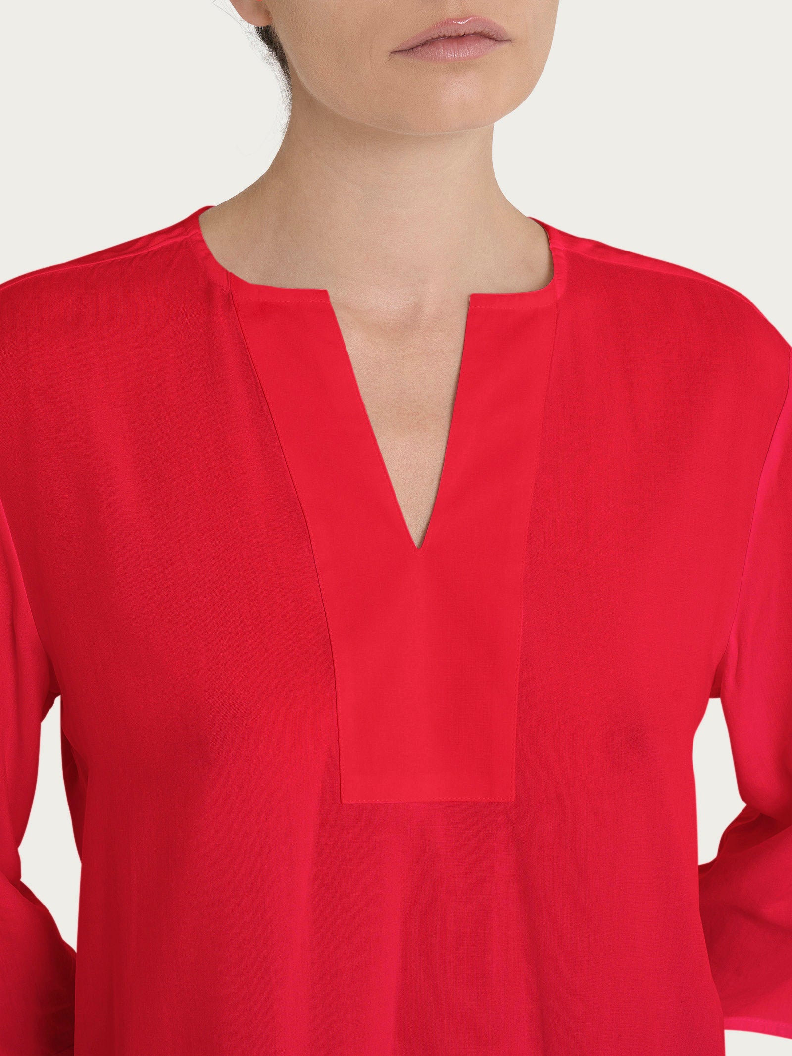 Ragno EcoSeta Blusa Scollo V Manica 3/4 Salsa in viscosa