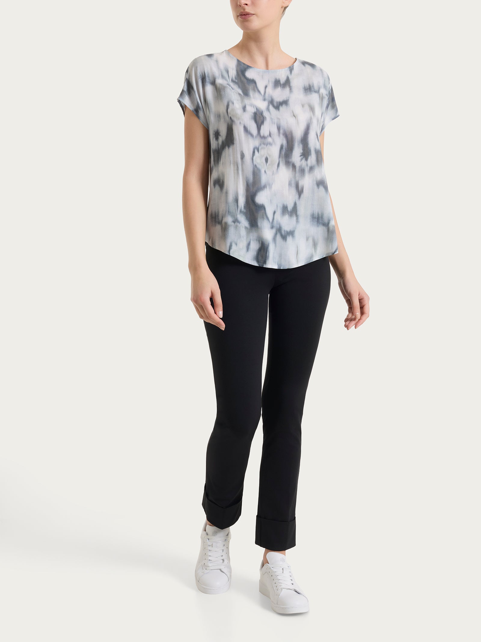 Ragno EcoSeta blusa manica corta Fant. Turbulence raso viscosa