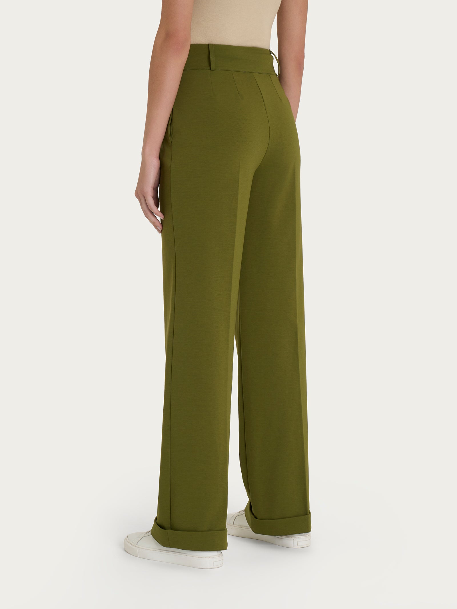 Ragno Compact Light The Wide Leg pantalone verde Sphagnum