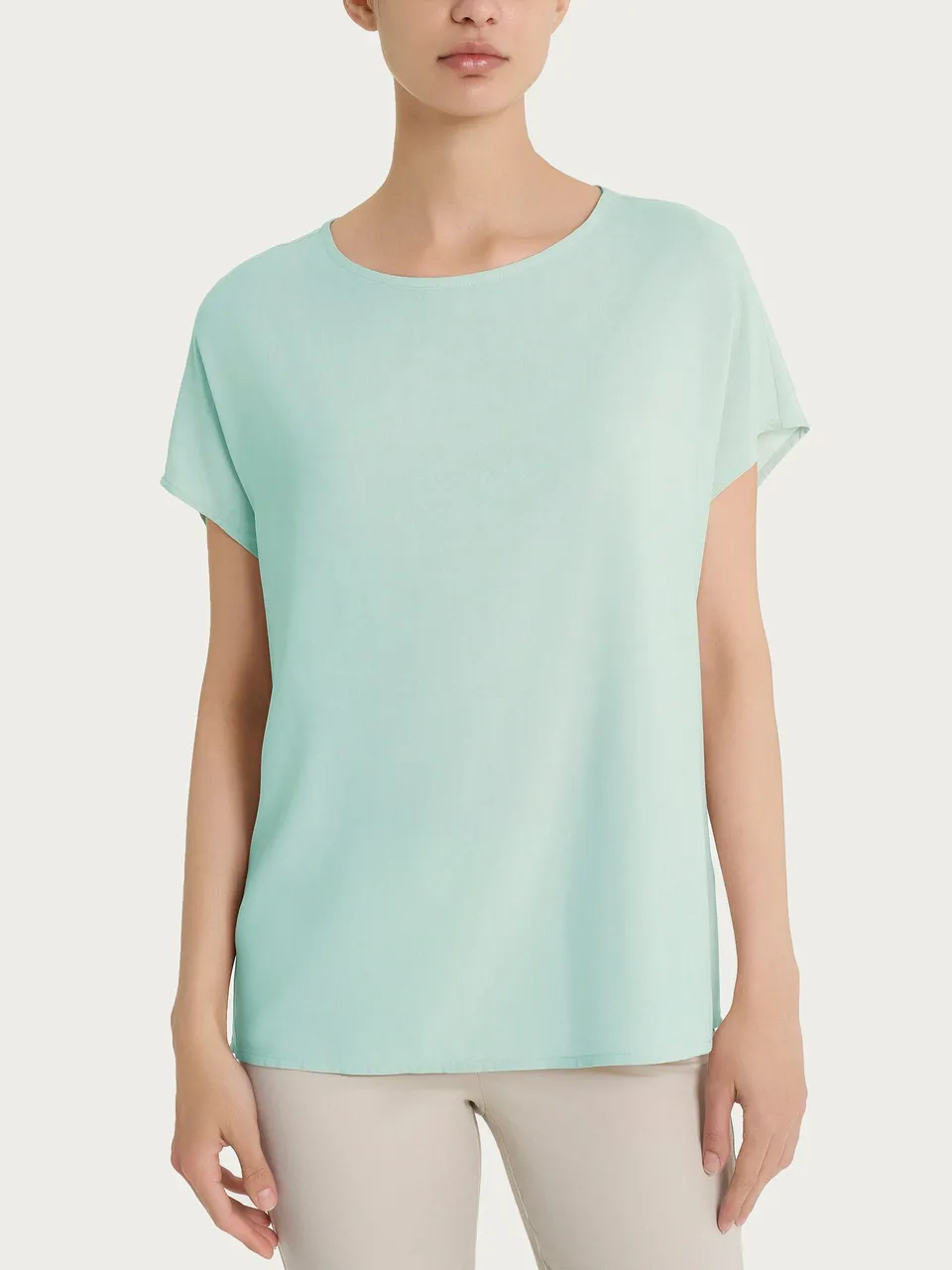 Ragno EcoSeta blusa manica kimono Bird's Egg Green viscosa