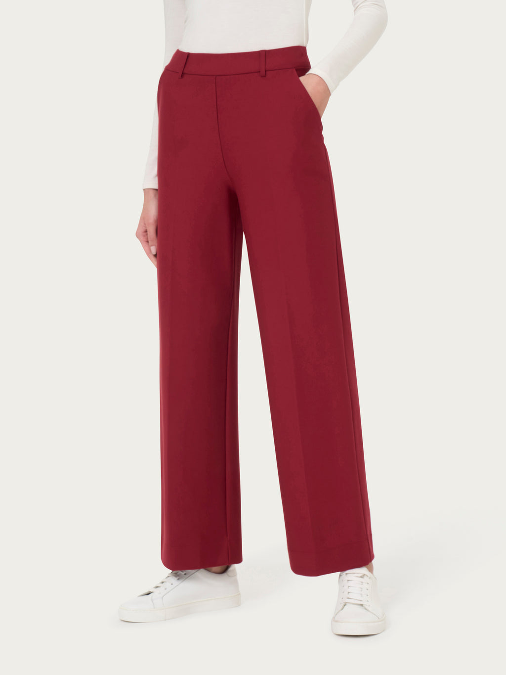 Ragno Compact pantaloni cropped larghi donna rosso tibetano