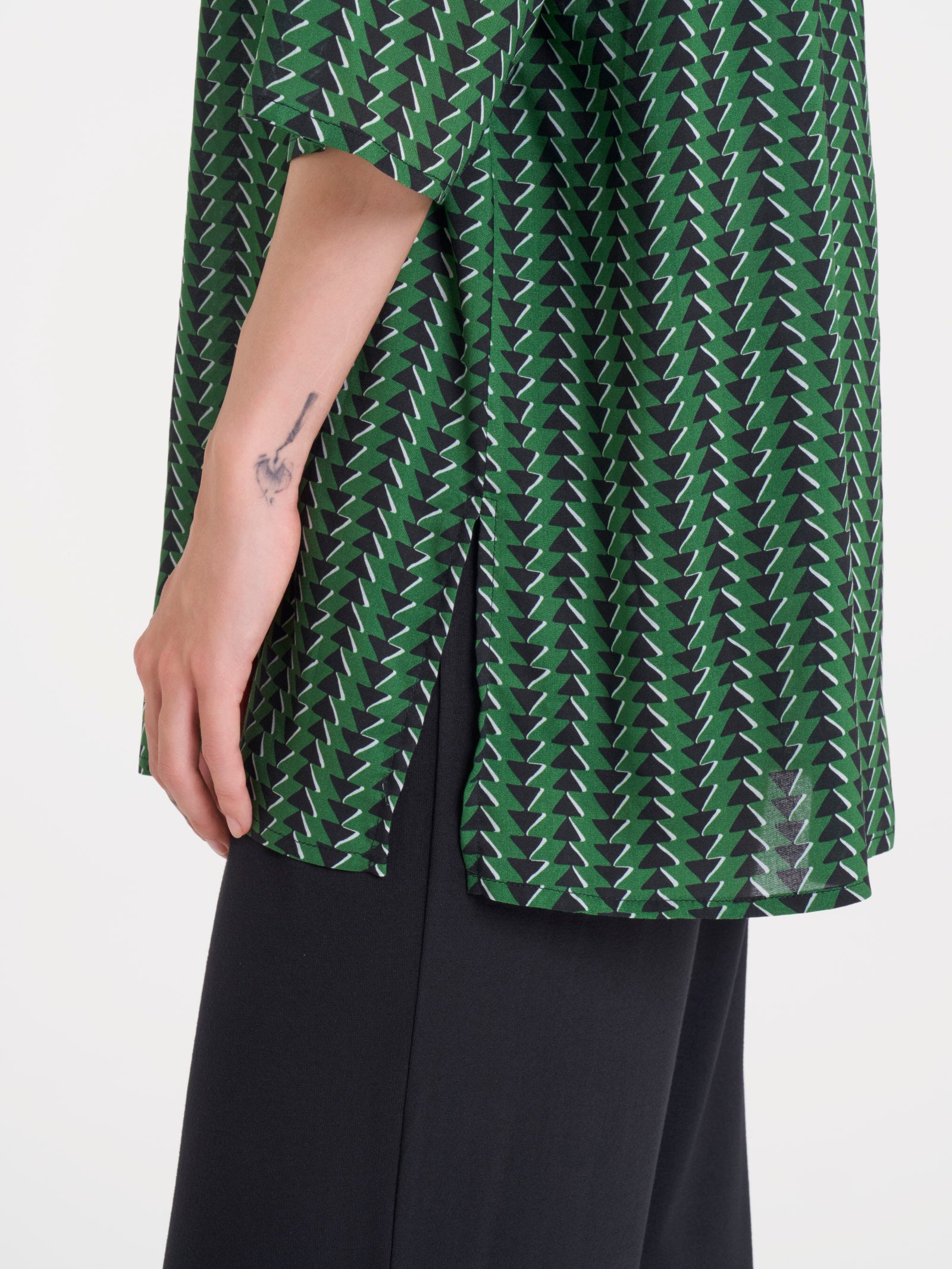 Ragno EcoSeta blusa lunga Artichoke Green manica 3/4