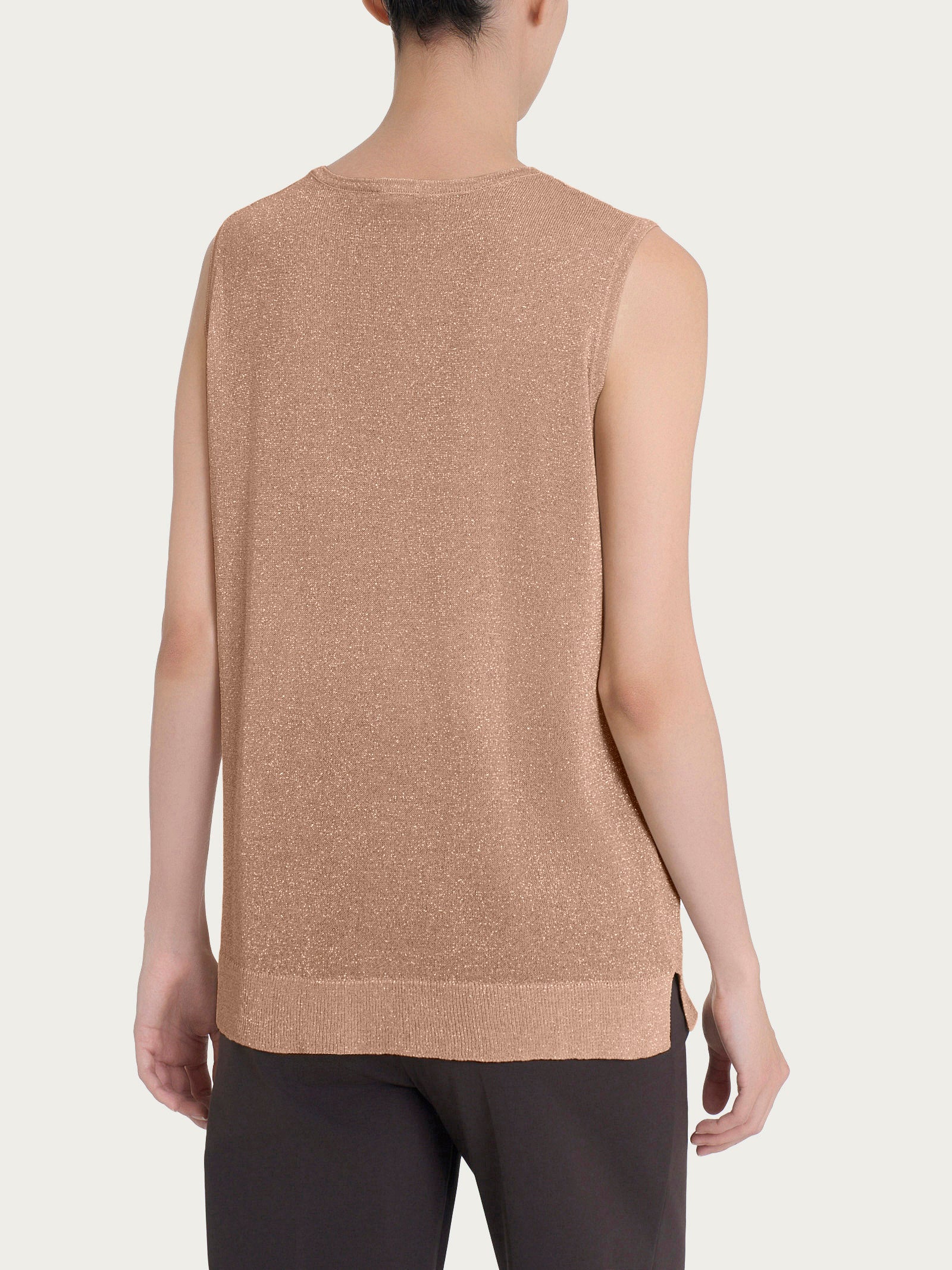 Ragno Maglia smanicata Crêpe Lurex Warm Taupe