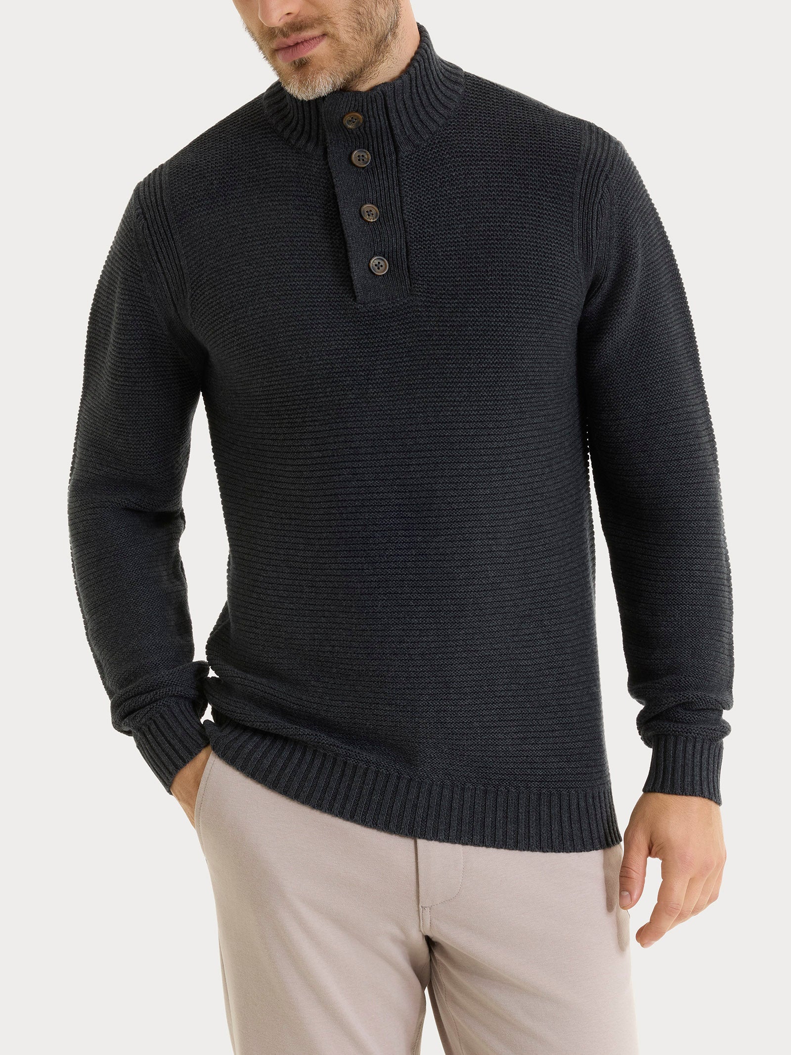 Ragno Winter Cotton lupetto con zip Nero Mel. cotone caldo