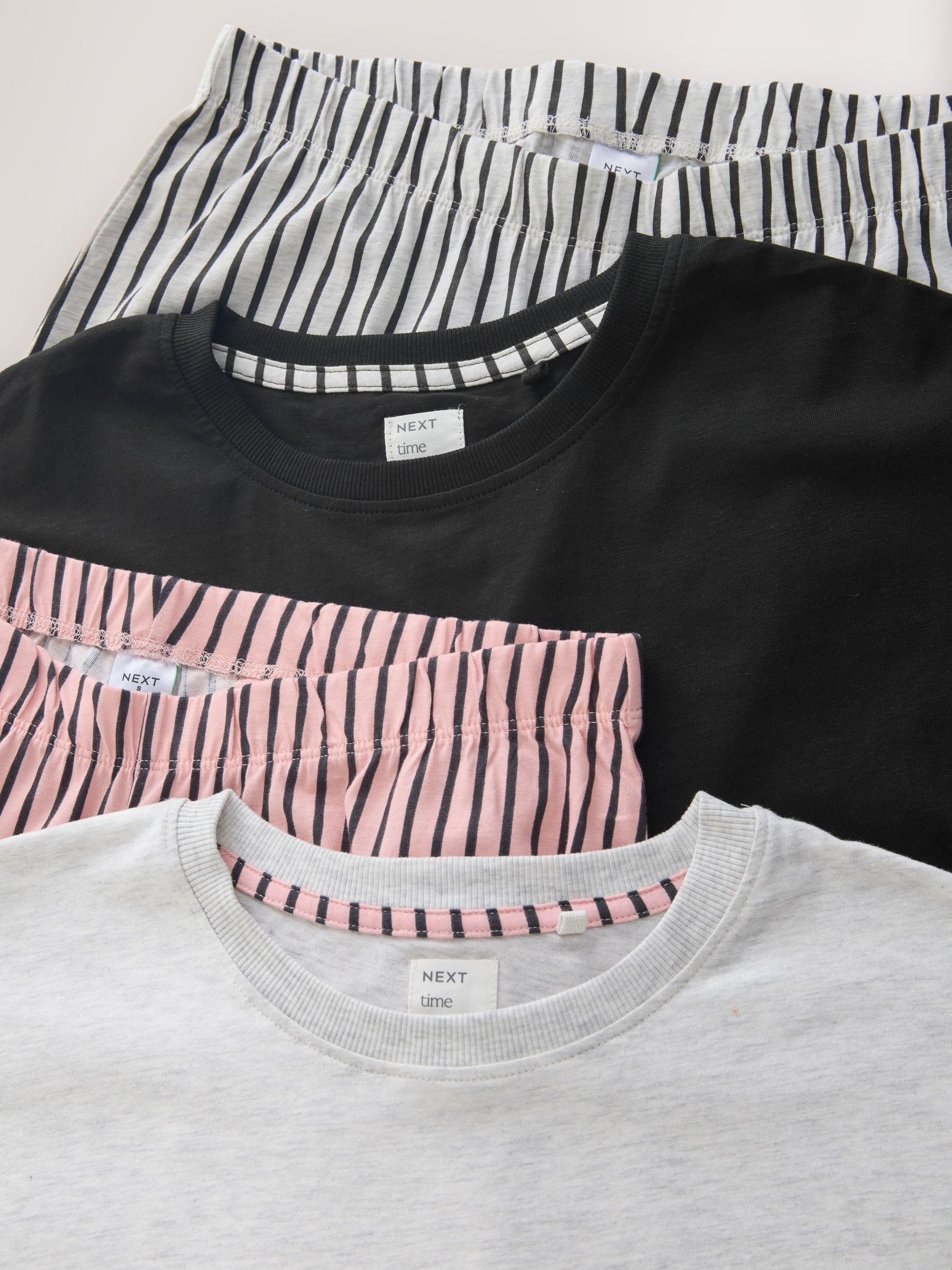 Next 2 pigiami maniche corte donna Monochrome Stripe