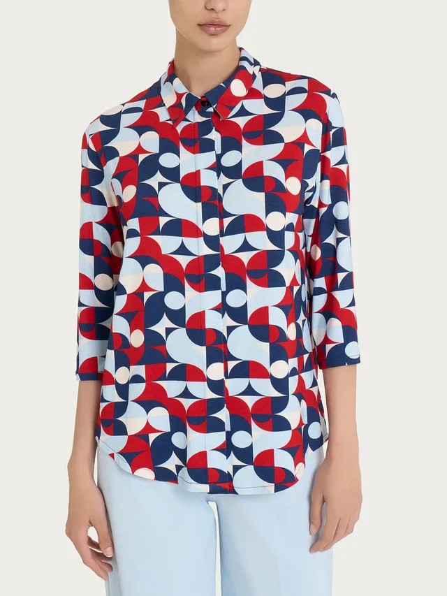 Ragno Viscosa Summer camicia geometrica viscosa skyway