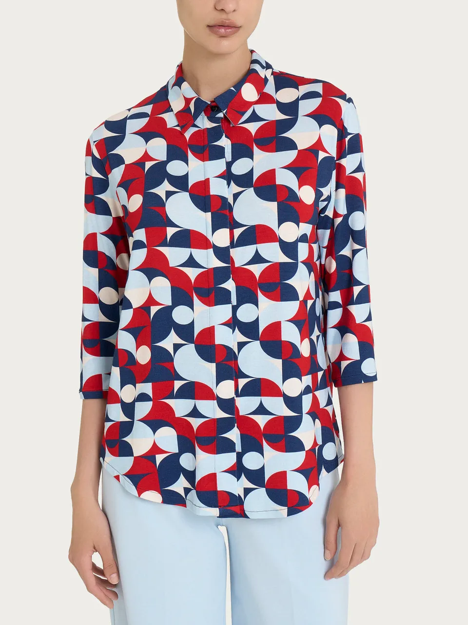 Ragno Viscosa Summer camicia geometrica viscosa skyway