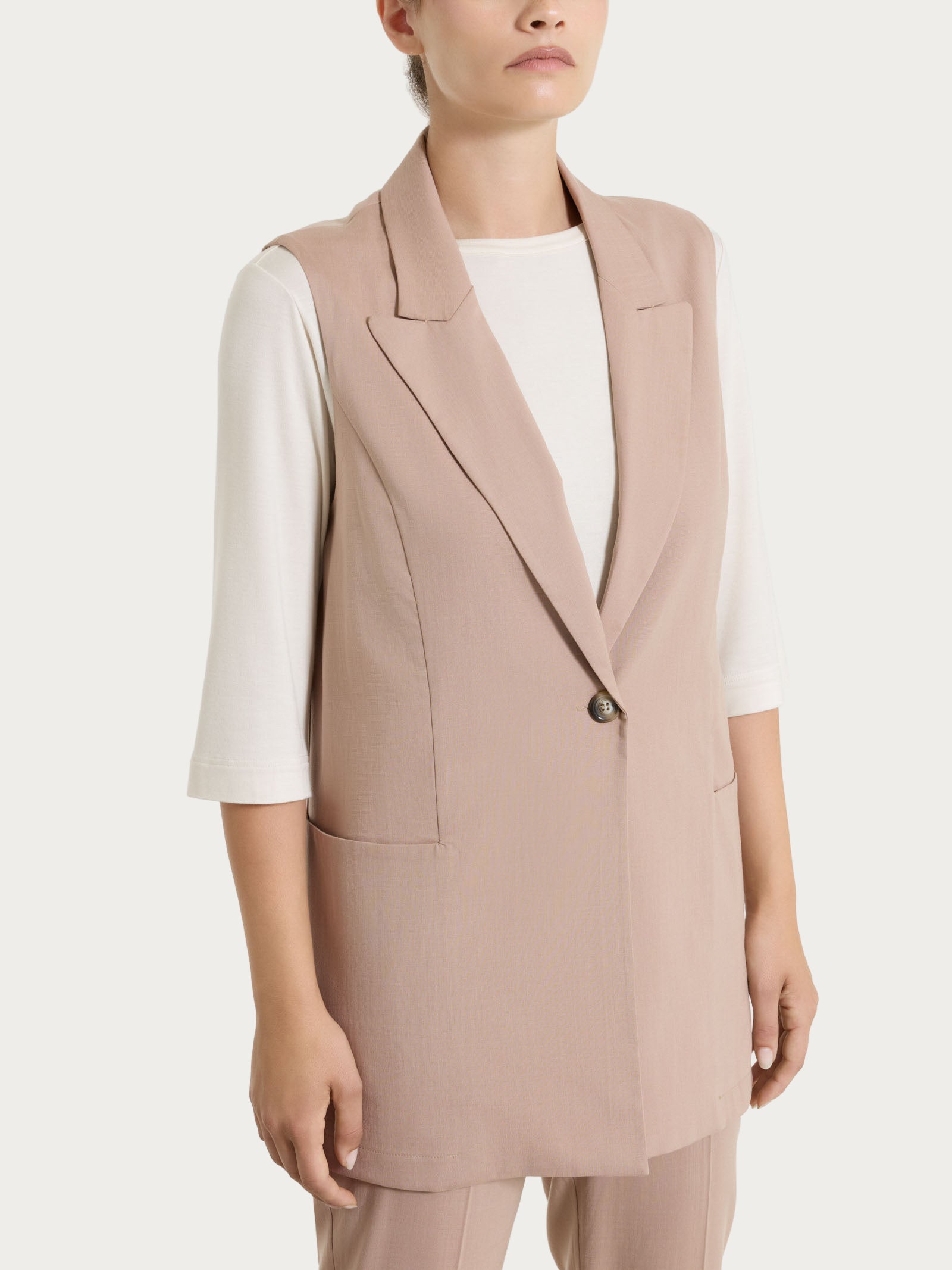 Ragno Super Natural gilet lungo warm taupe tencel