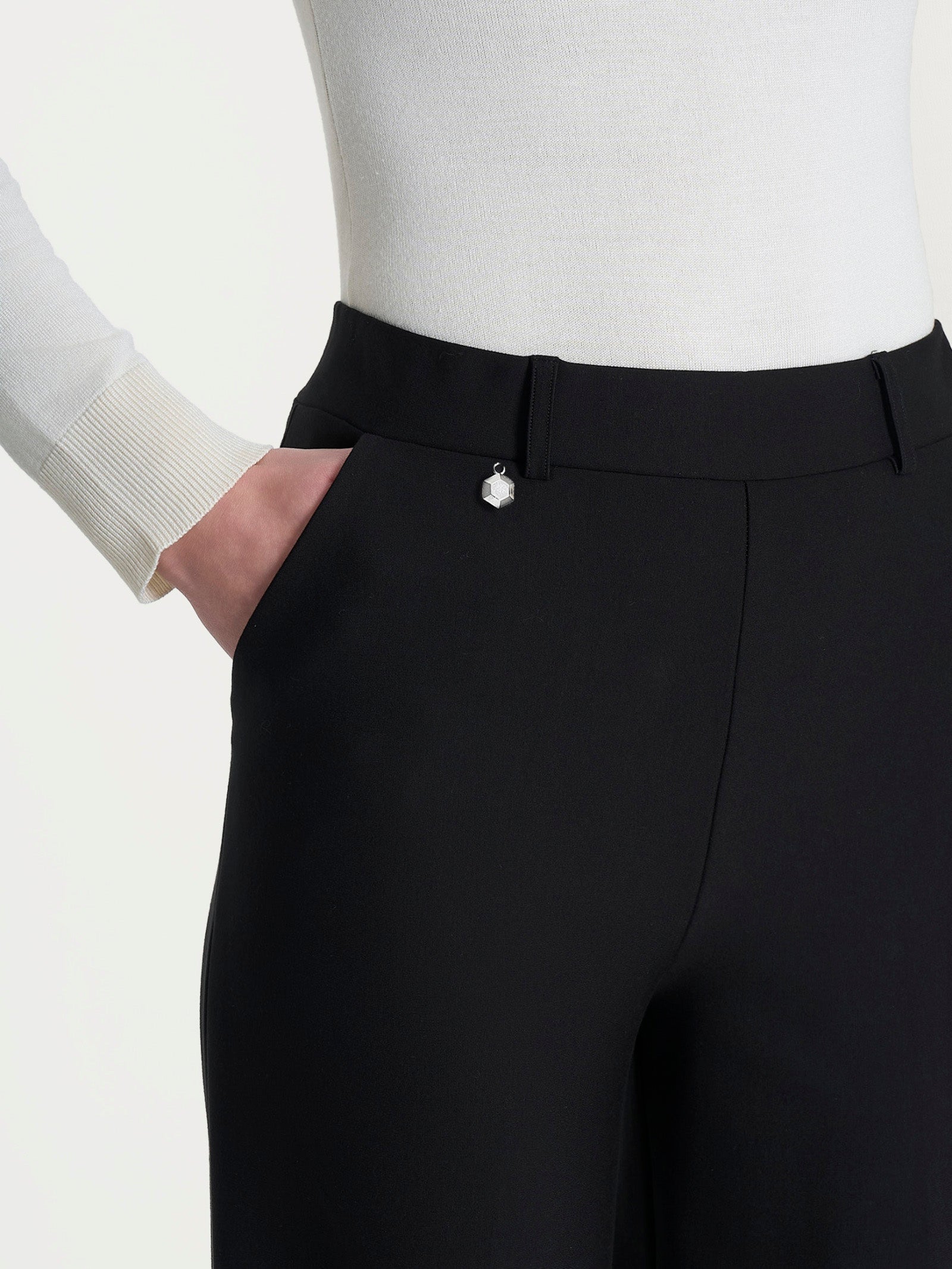 Ragno Compact pantalone largo cropped blu tasche elasticizzato
