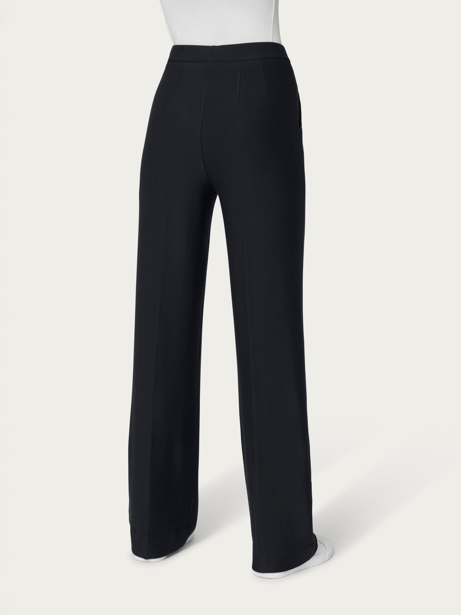 Ragno Comfort Pantalone Palazzo Nero Tasche Felpa Viscosa