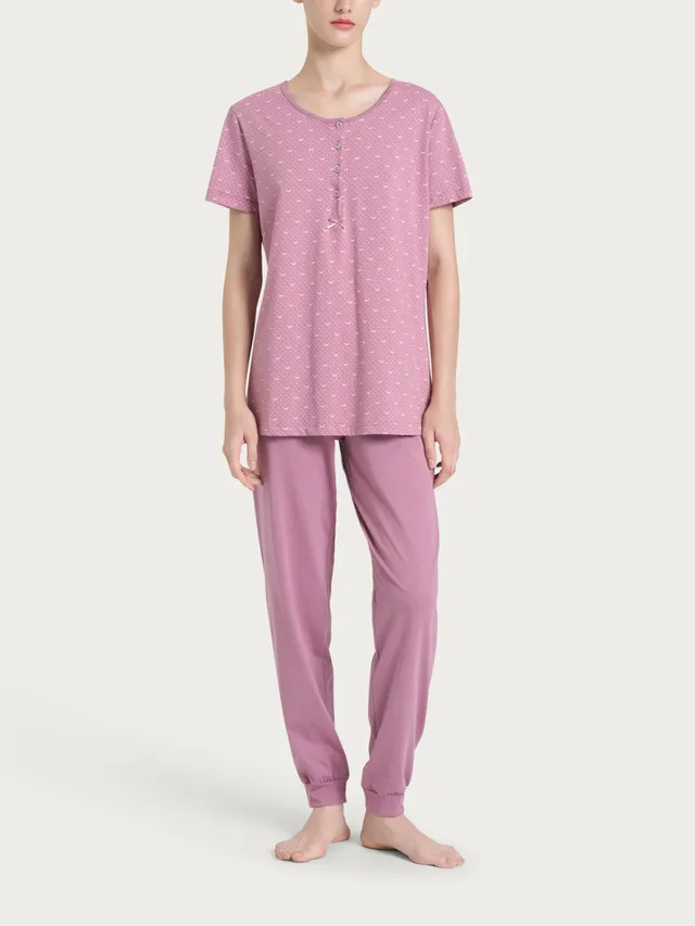 Ragno Sweet Emotion Pigiama trittico jersey cotone Dusky Orchid