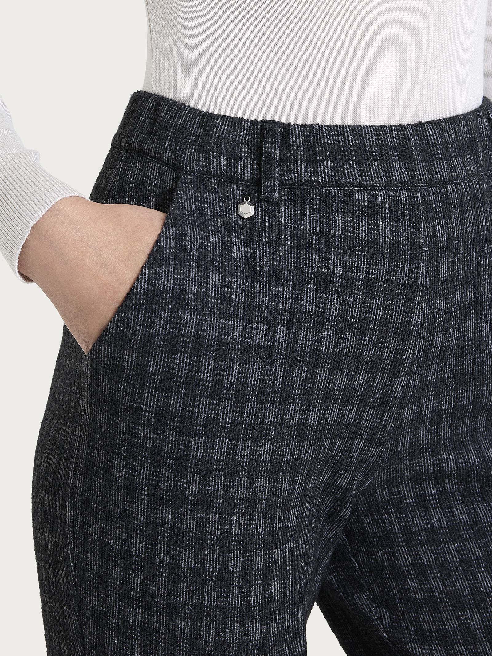 Ragno Compact pantalone dritto tasche misto lana nero check