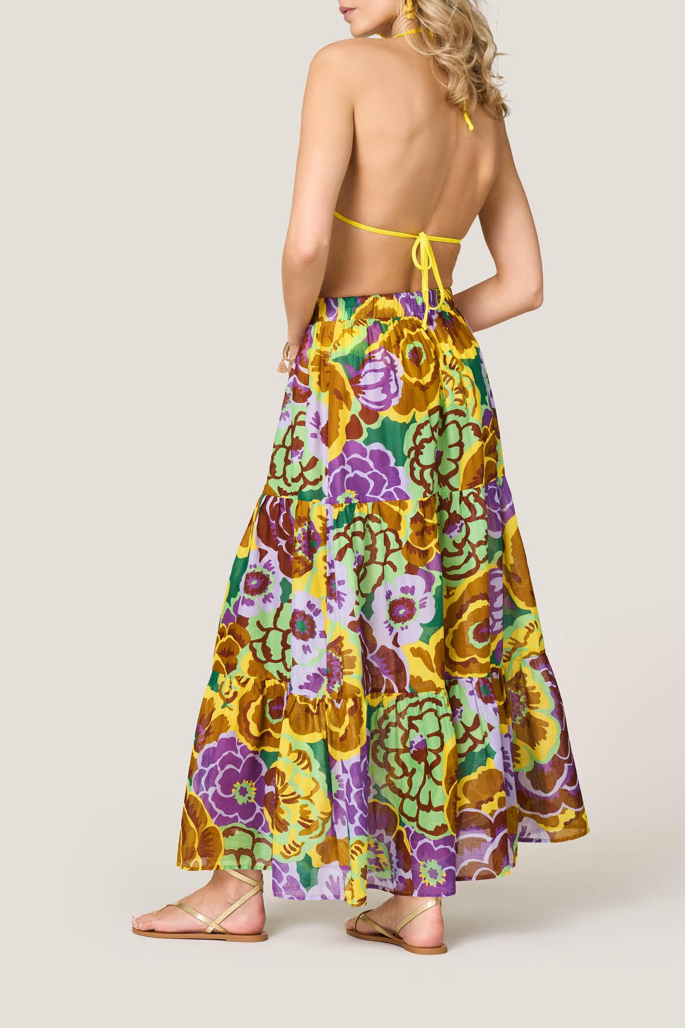 Goldenpoint Fleur pareo lungo balze fantasia floreale