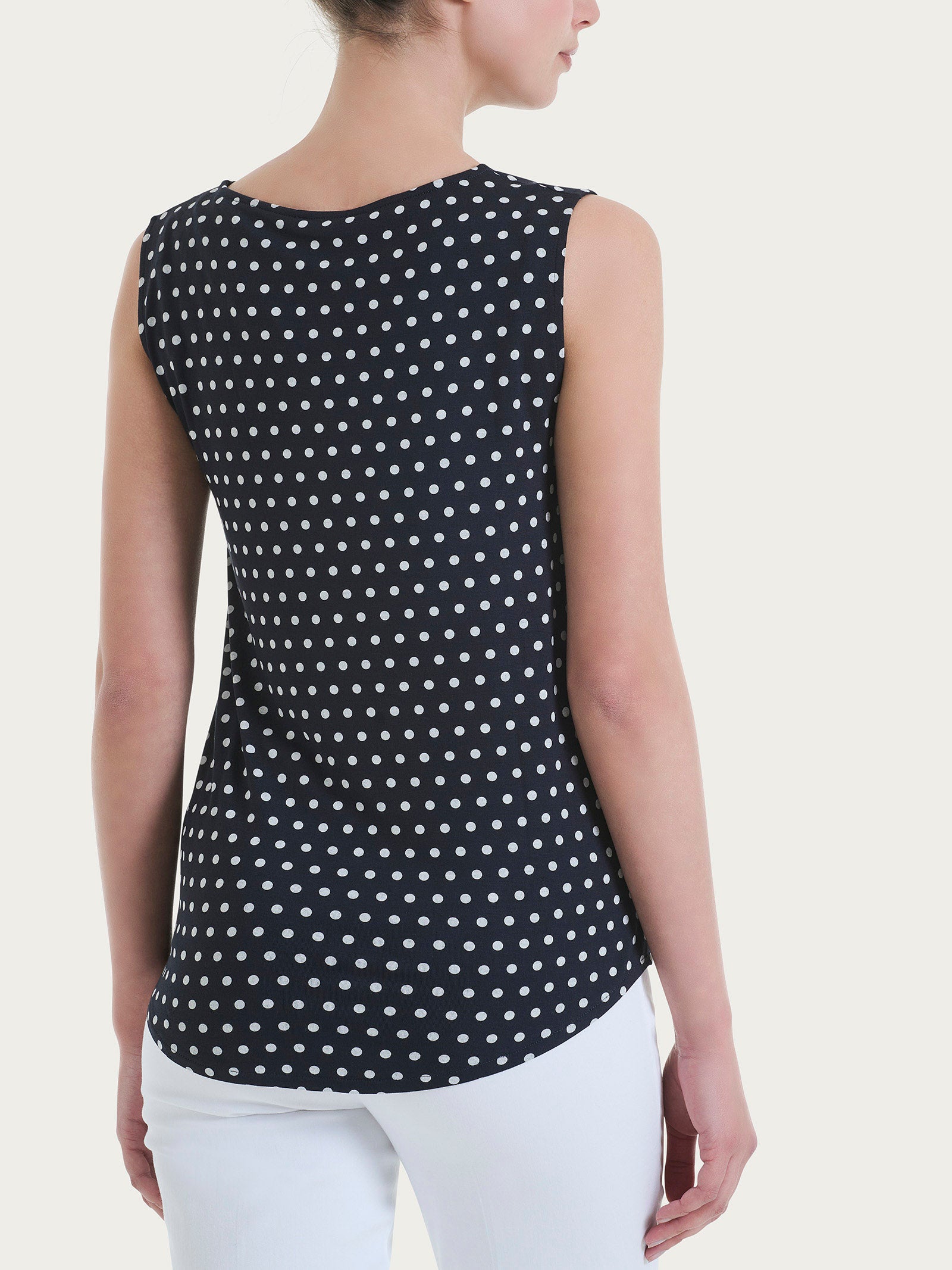 Ragno Viscosa Summer top pois Fant.Bleu smanicato viscosa