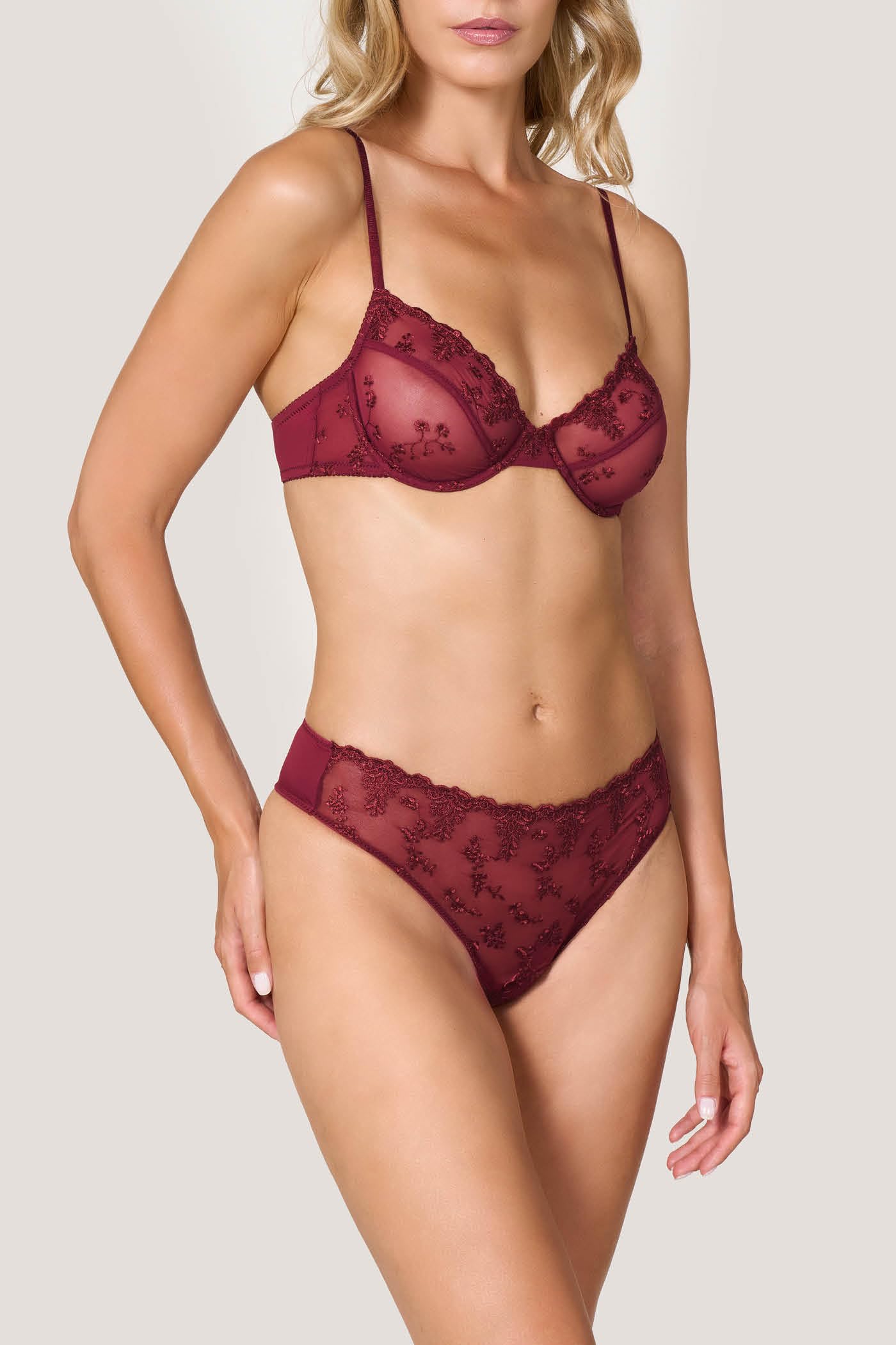 Goldenpoint Mini Nyx Crimson Brocade reggiseno con ferretto ricamo
