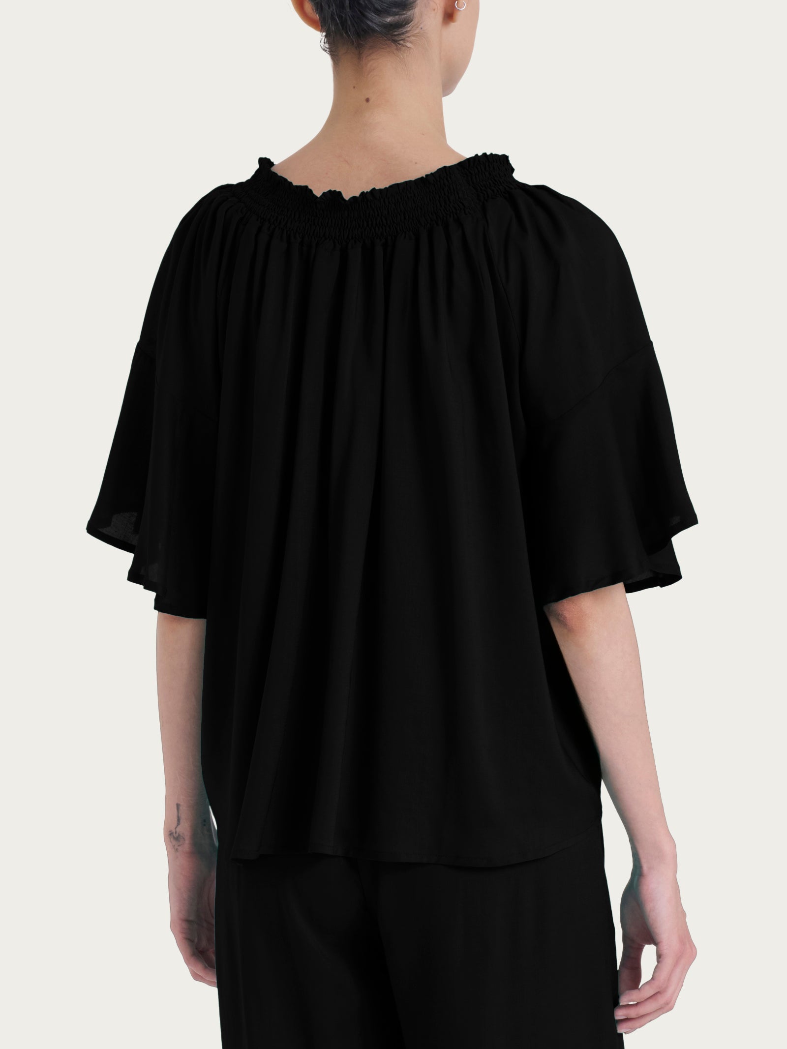 Ragno EcoSeta Maxi T-Shirt Viscosa Nero Arricciata