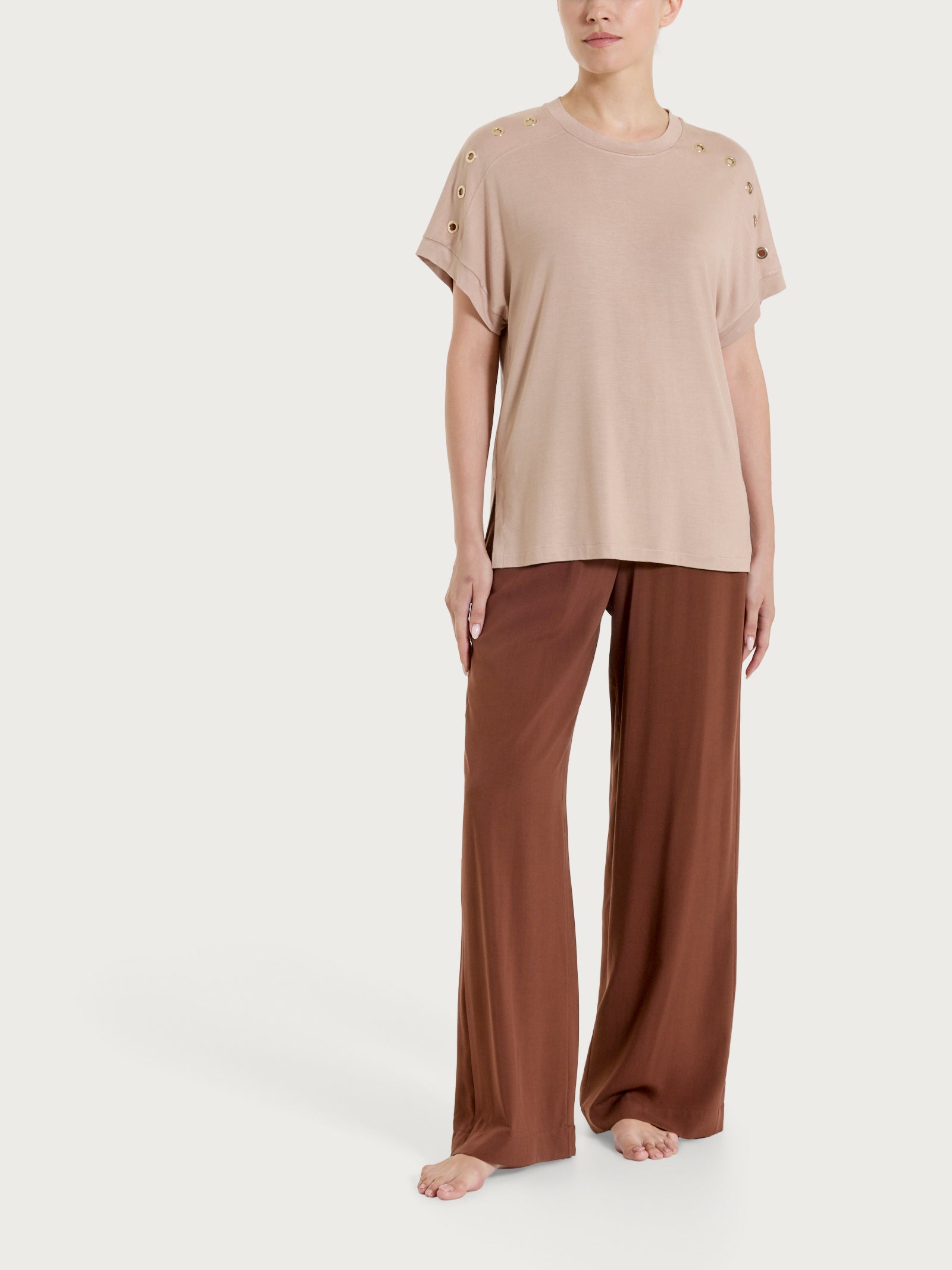 Ragno Viscosa Summer Maglietta girocollo occhielli warm taupe