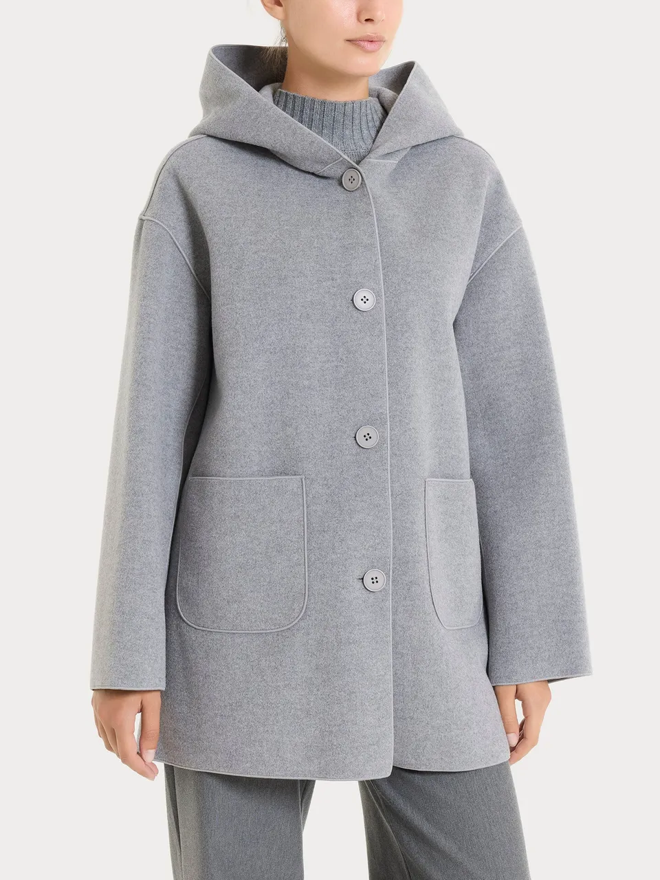 Ragno Vegan Wool giaccone cappuccio grigio