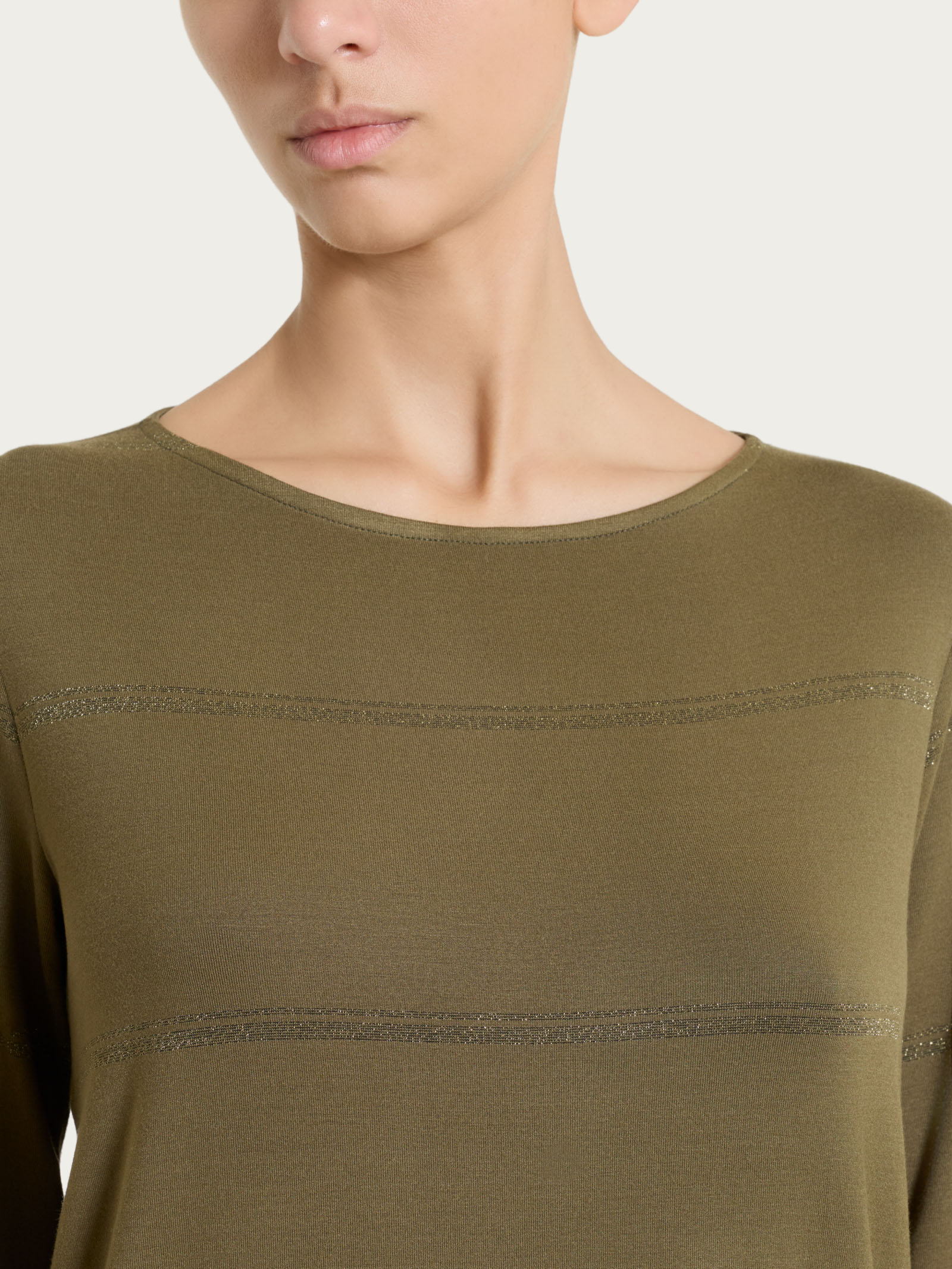 Ragno Viscosa Summer maglietta 3/4 righe Dark Olive viscosa