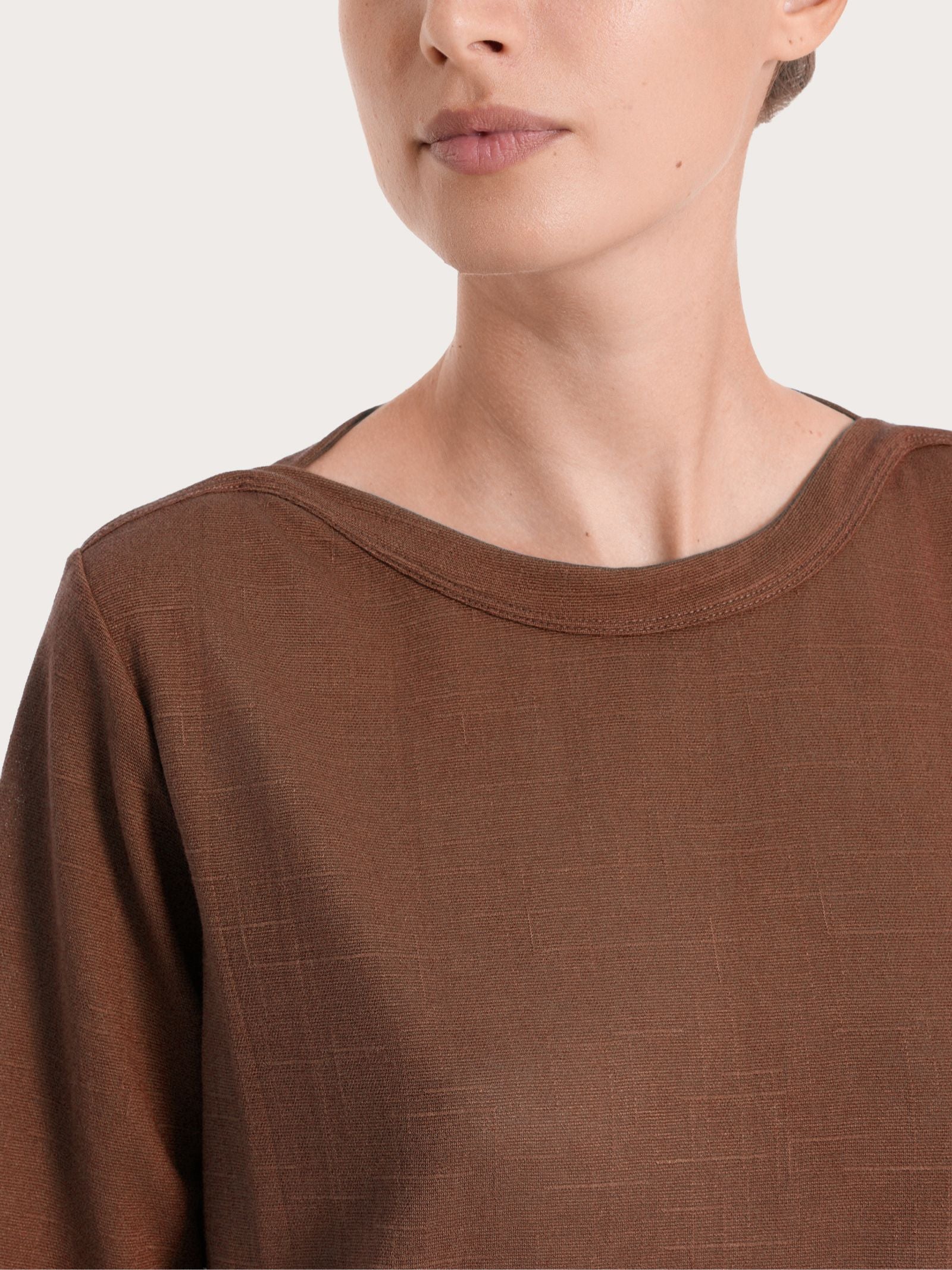 Ragno Summer Slub maglia scollo barchetta Chocolate manica 3/4