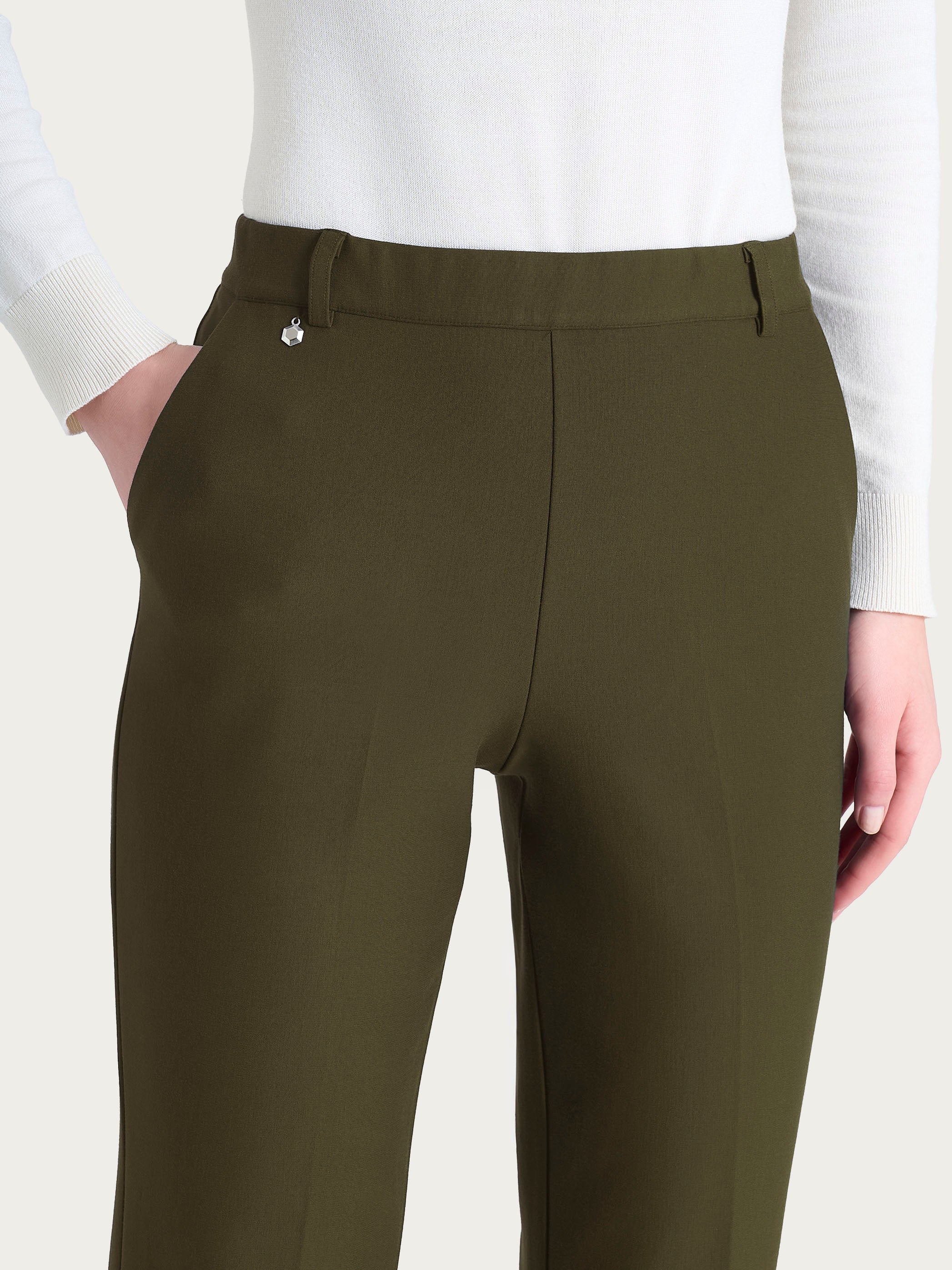 Ragno Compact The Wide Leg pantalone largo verde Dark Olive