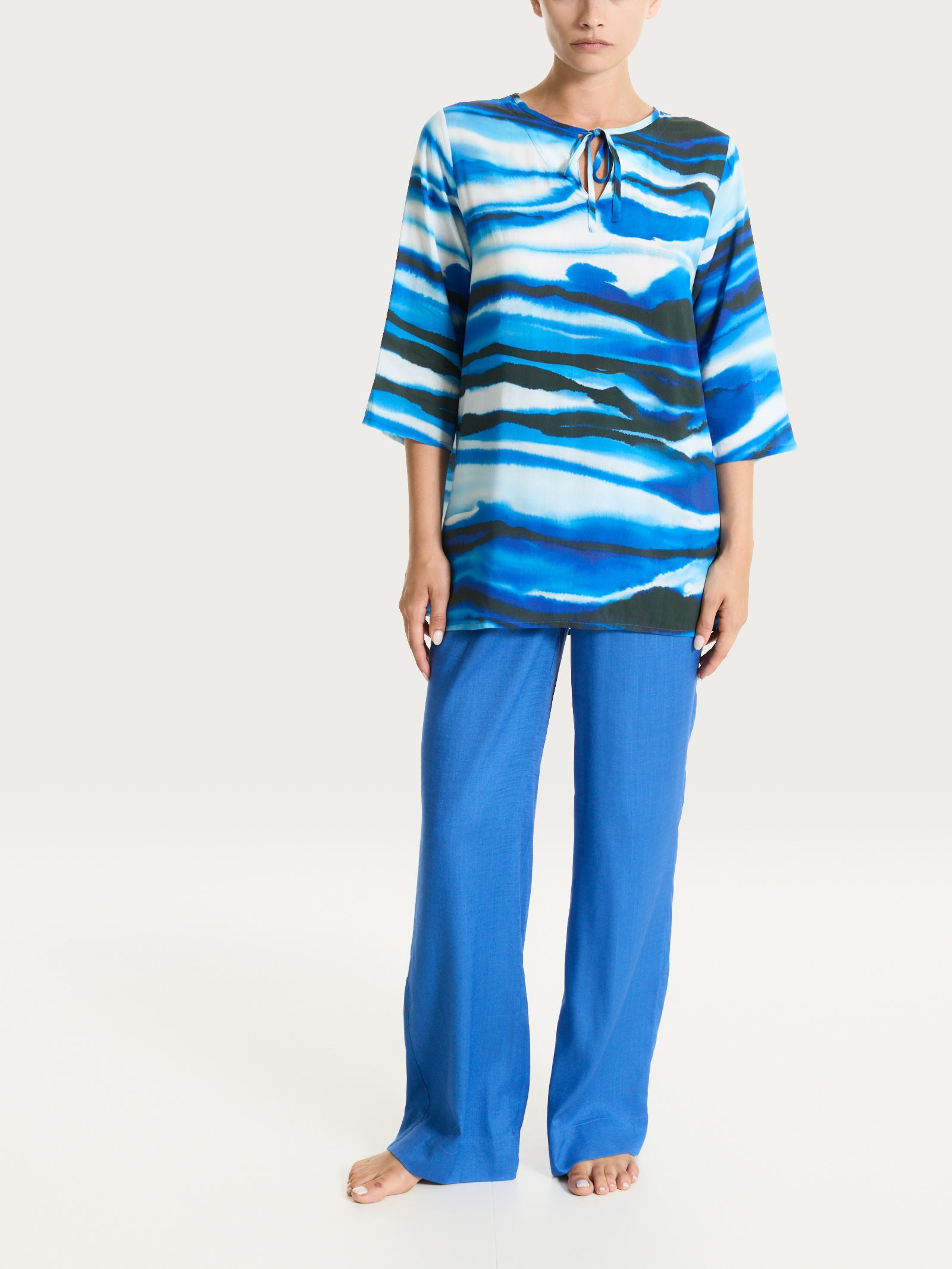 Ragno EcoSeta Caftano Strong Blue scollo V fluido