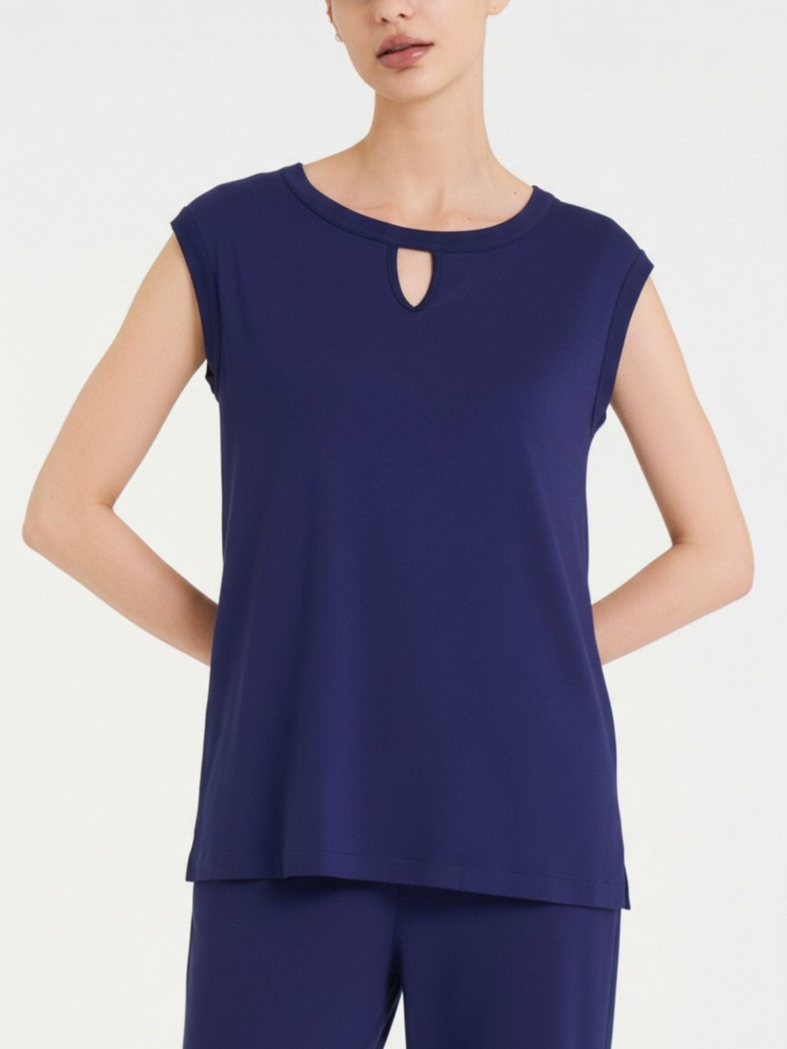 Ragno Summer top blu scollo a goccia in viscosa