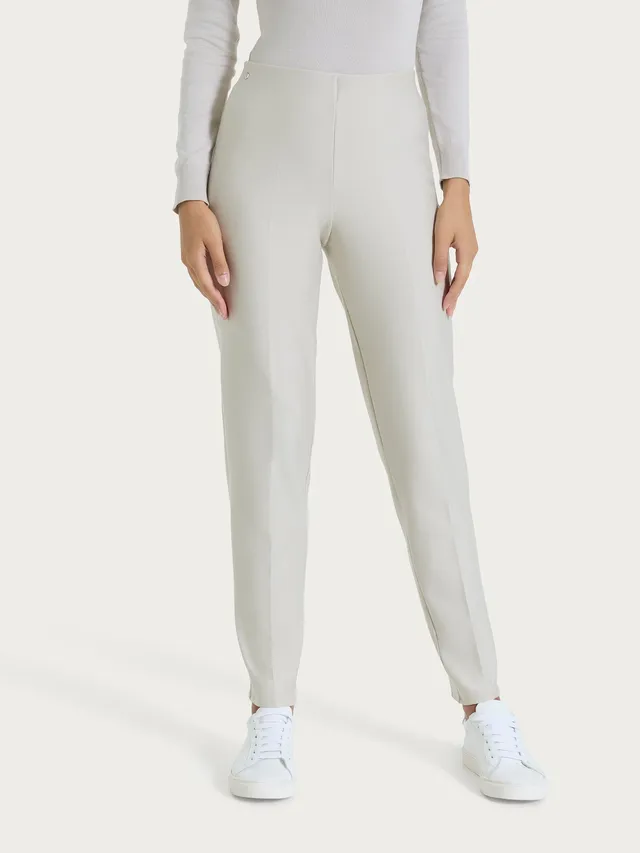 Ragno Compact pantalone sigaretta skinny Champignon con risvolto