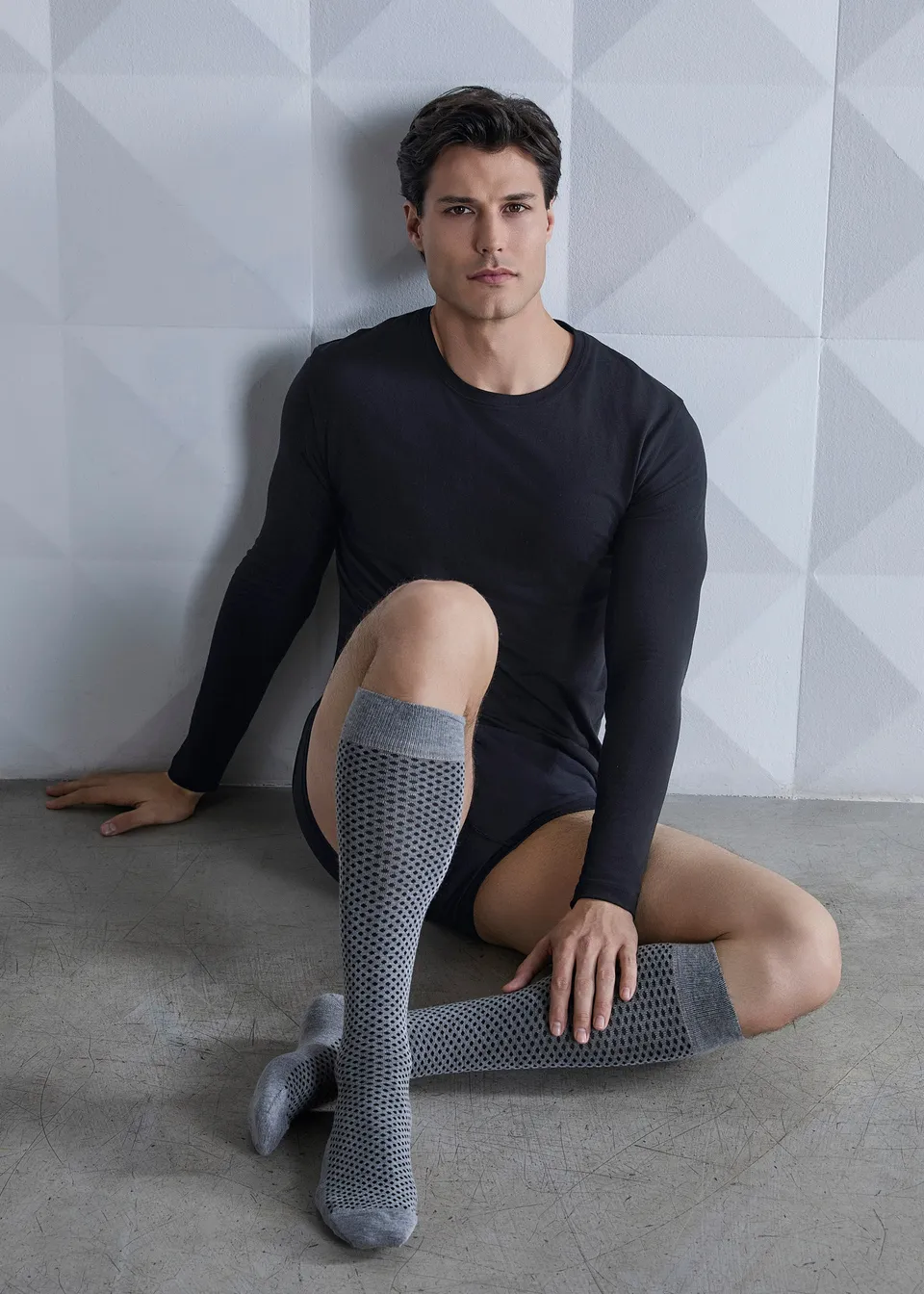 Philippe Matignon Glasgow calze lunghe cashmere micropois