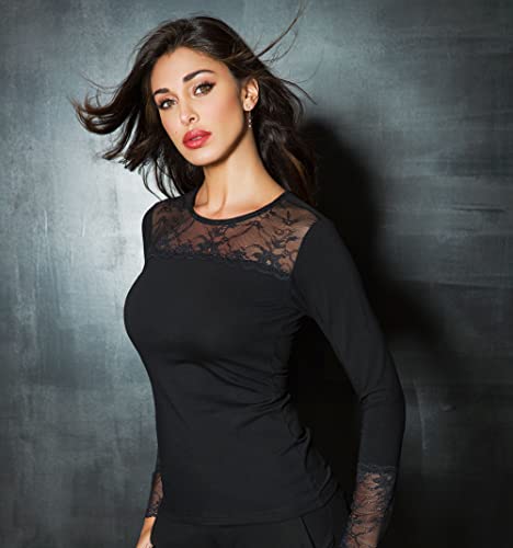 Lady C Jadea 4871 maglia donna S nera pizzo