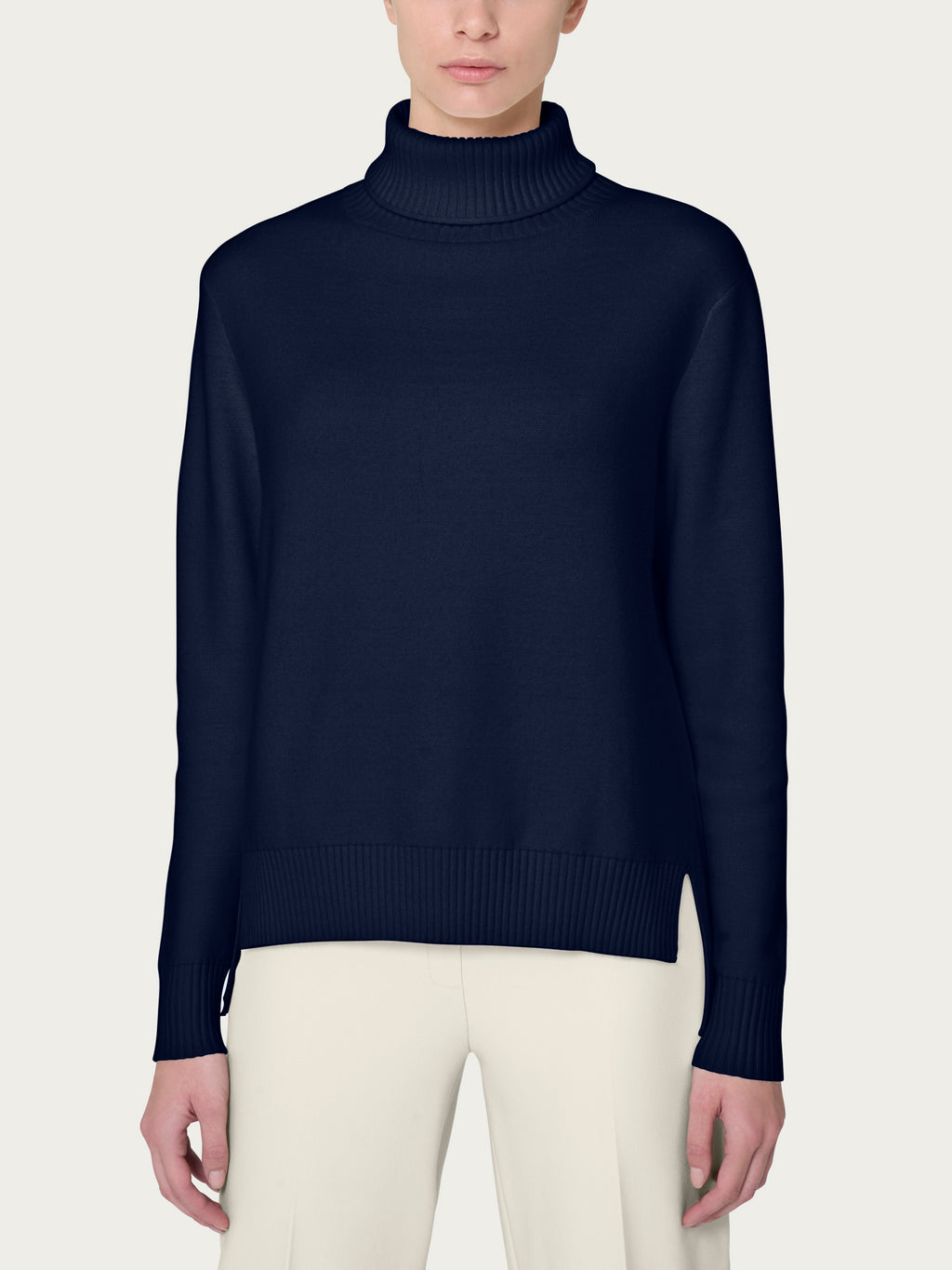 Ragno Four Seasons Maglione Roulè Asimmetrico Super Soft blu caldo