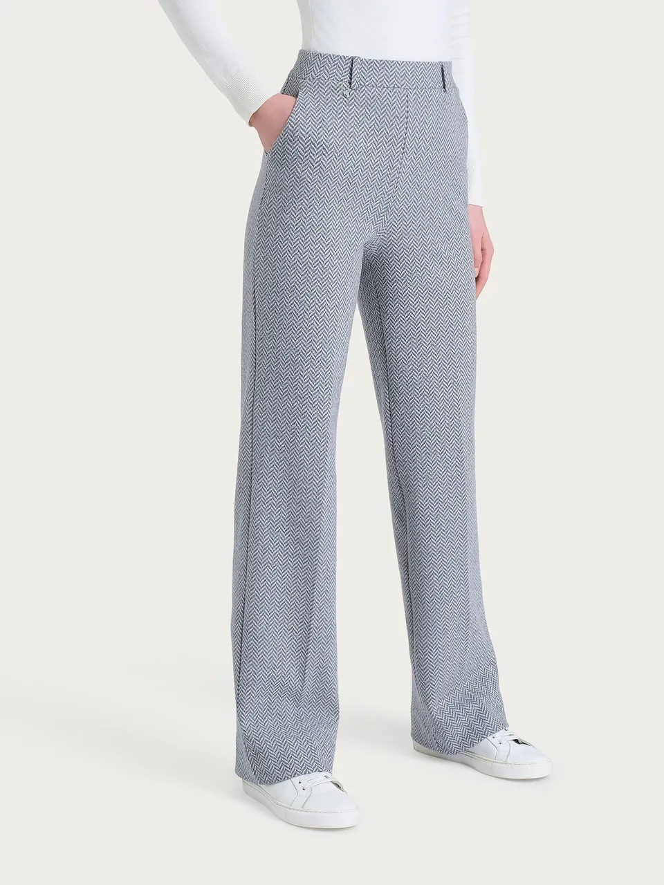 Ragno Eco Jacquard Pantalone ampio Grigio Mel wide leg