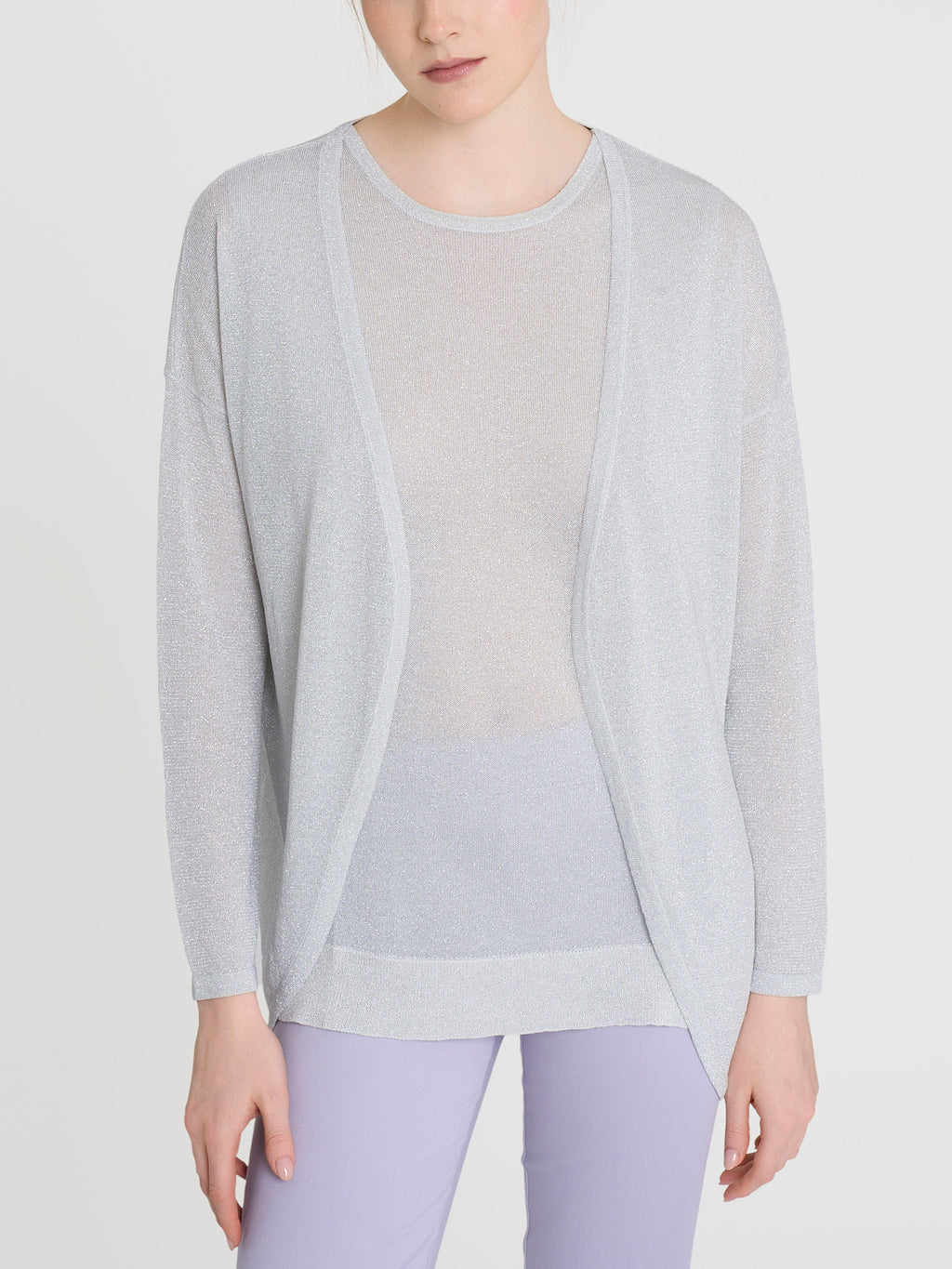 Ragno Crêpe Lurex Cardigan aperto White elegante