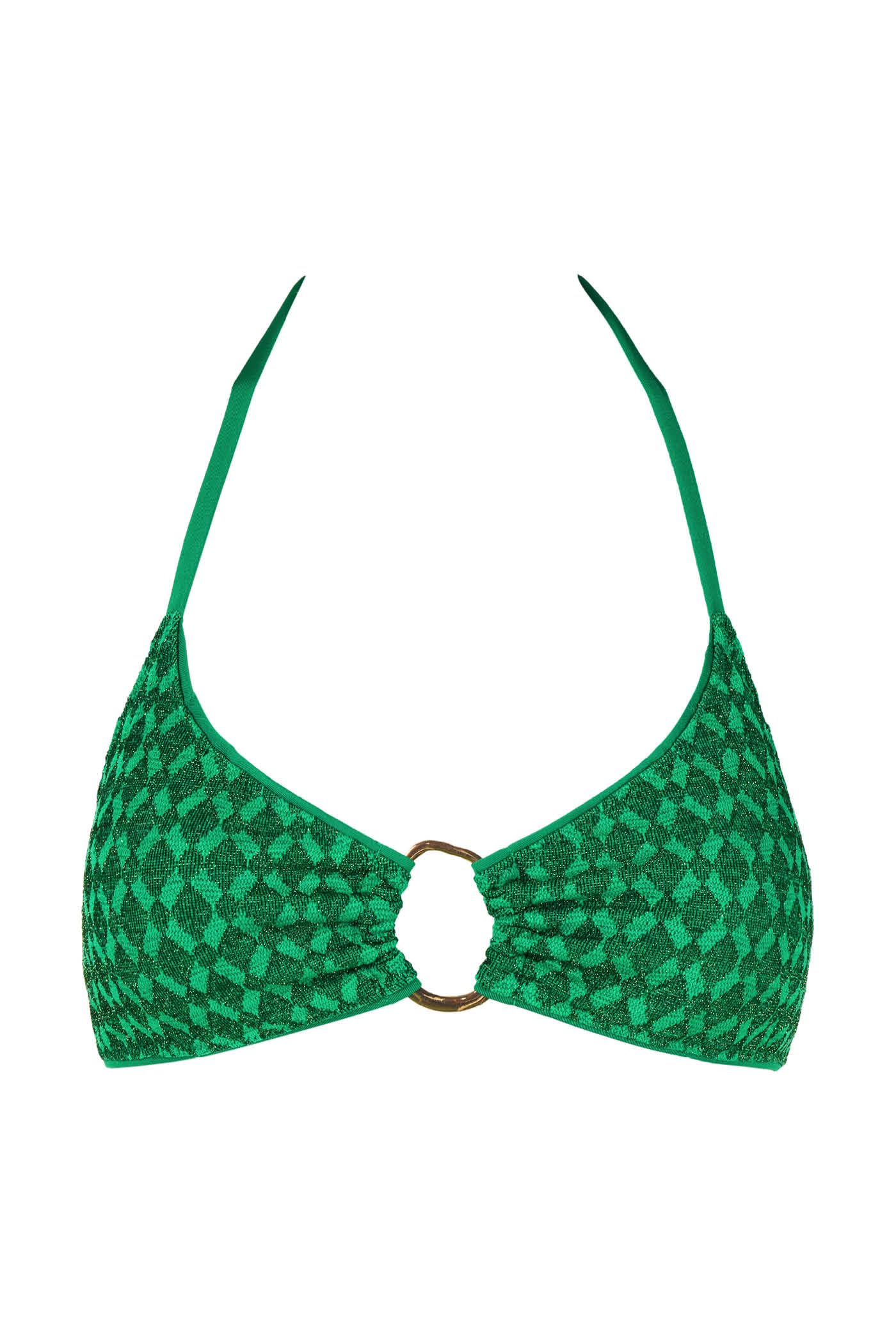 Goldenpoint Zellij top bikini triangolo lurex geometrico