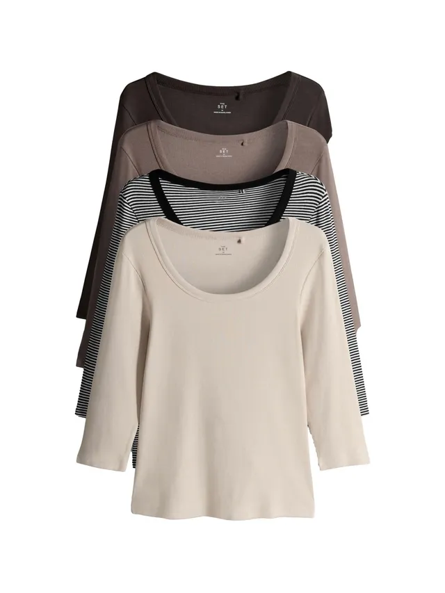 Geo Next The Set t-shirt coste donna scollo rotondo confezione 4 pezzi