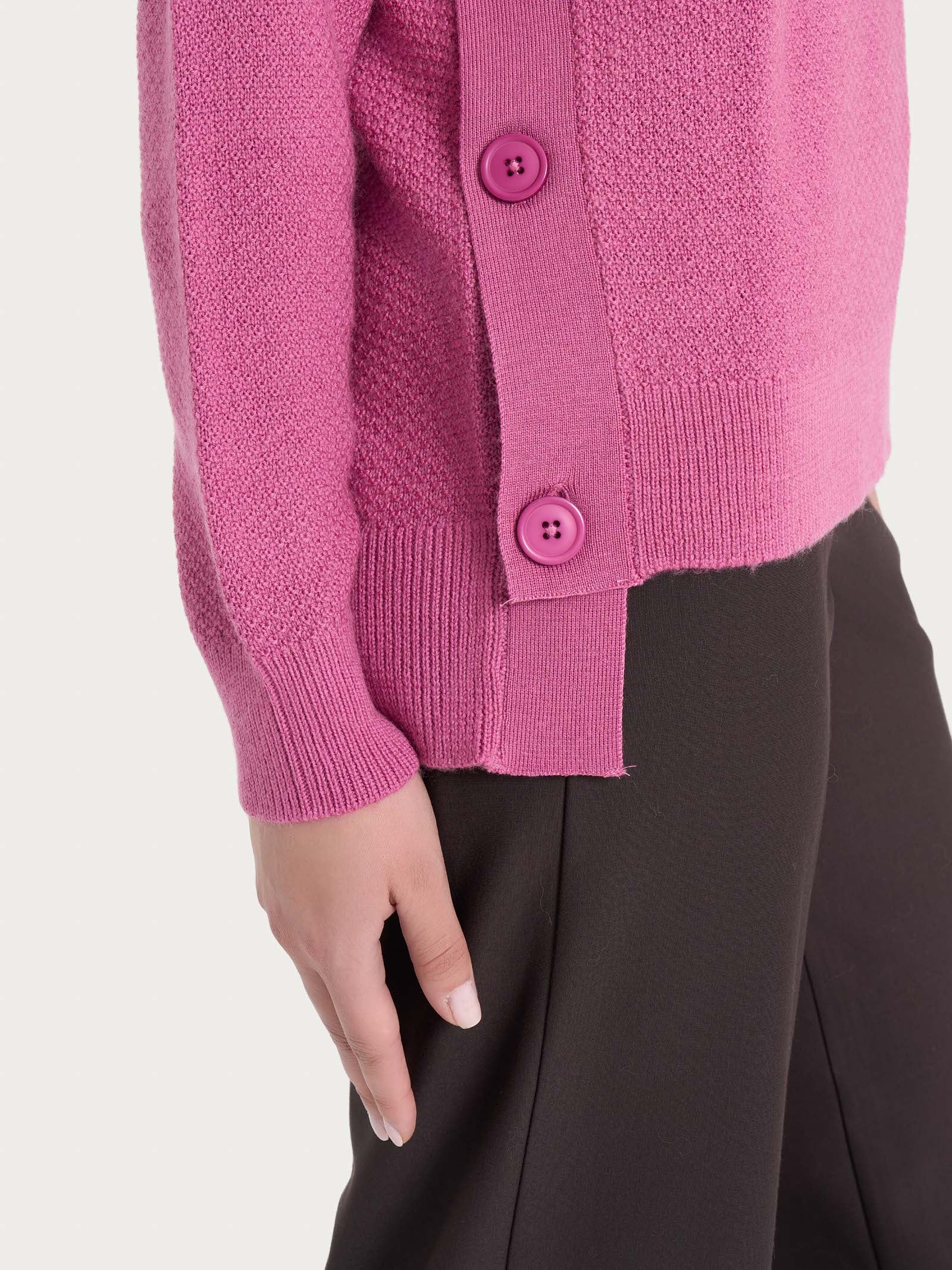 Ragno Merino Soft Dolcevita Bottoni Lana Red Violet