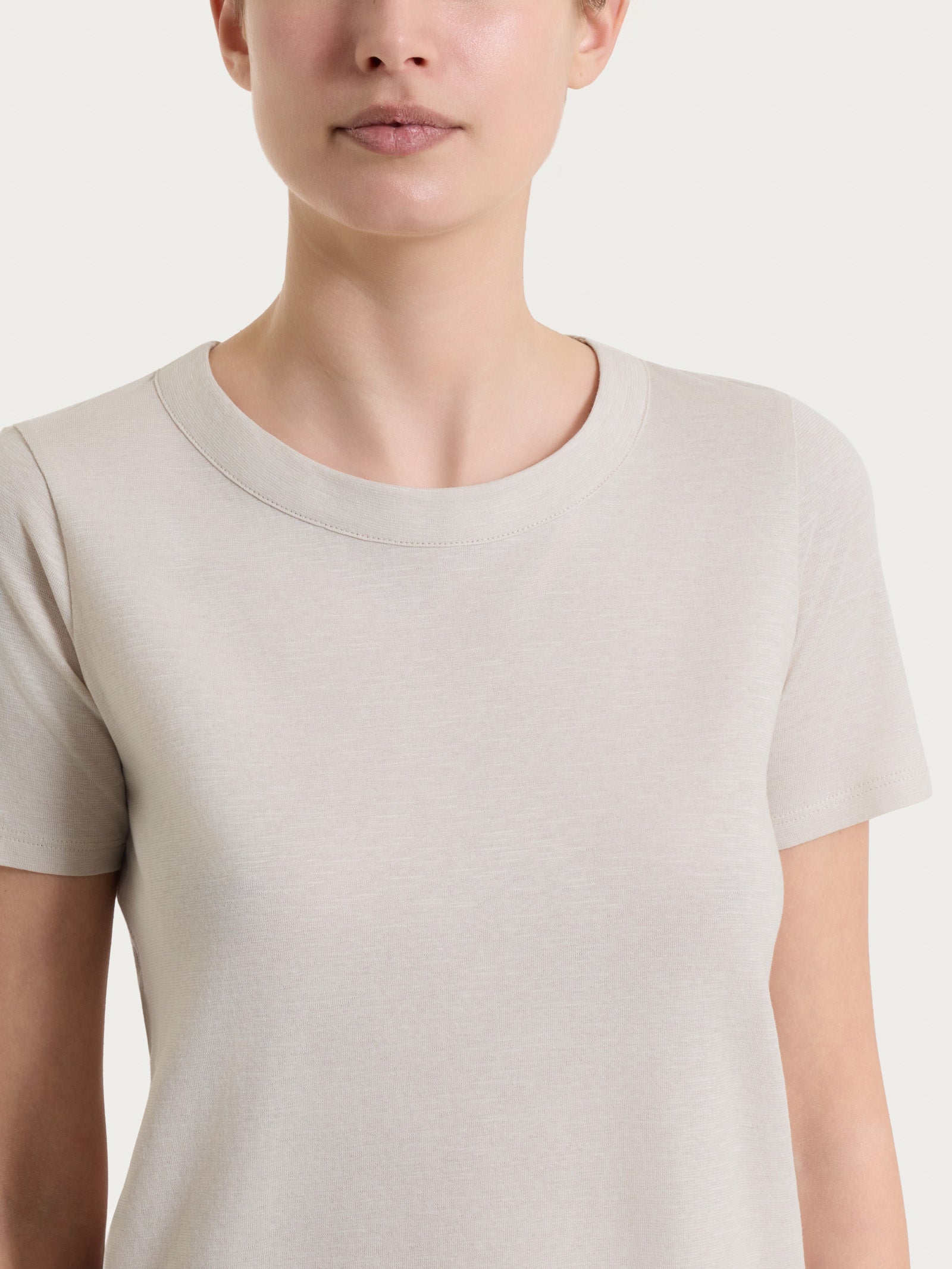 Ragno Slub Jersey t-shirt donna Champignon puro cotone