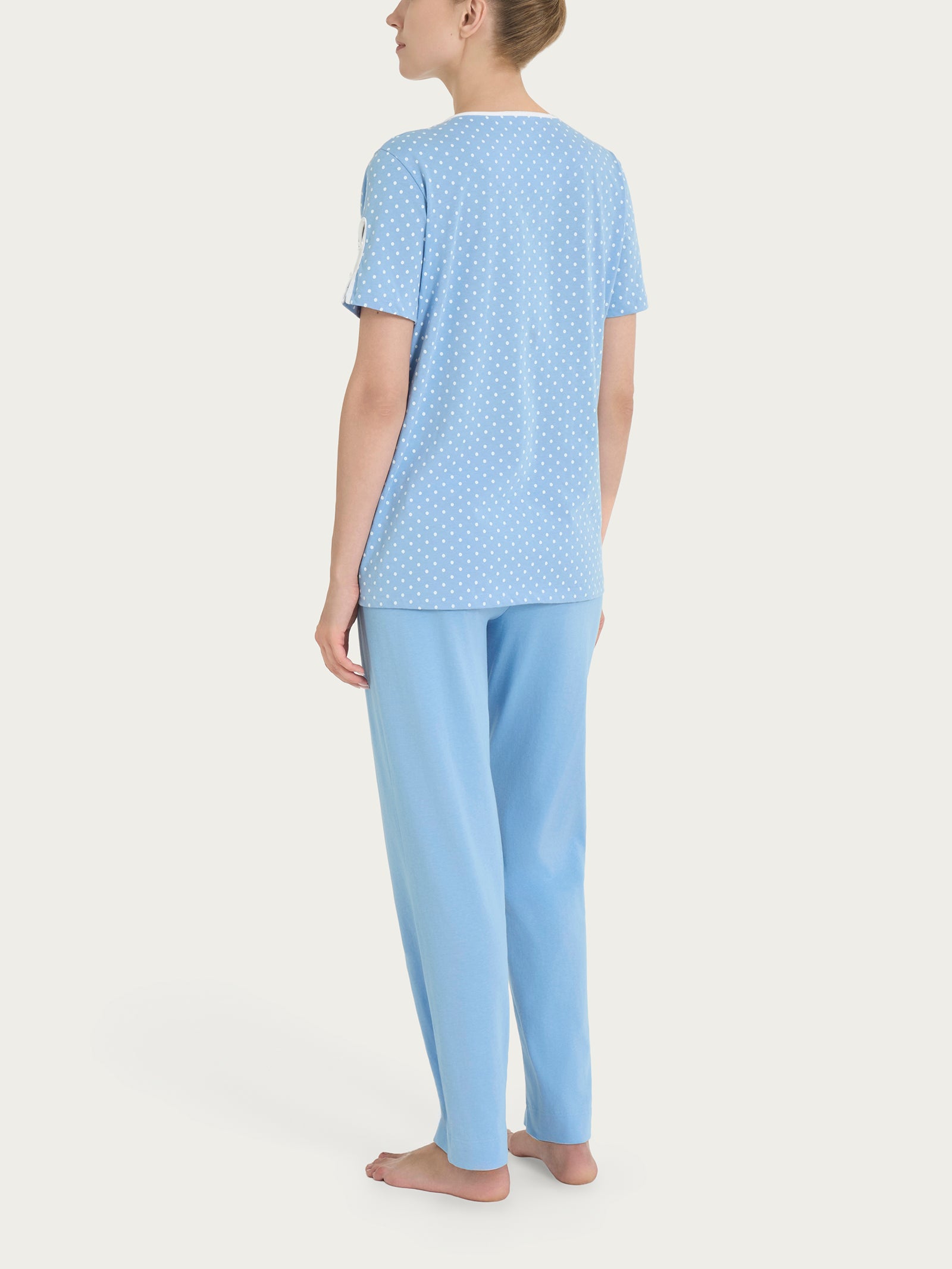 Ragno Jersey Cotone pigiama aperto pois della robbia blue cotone