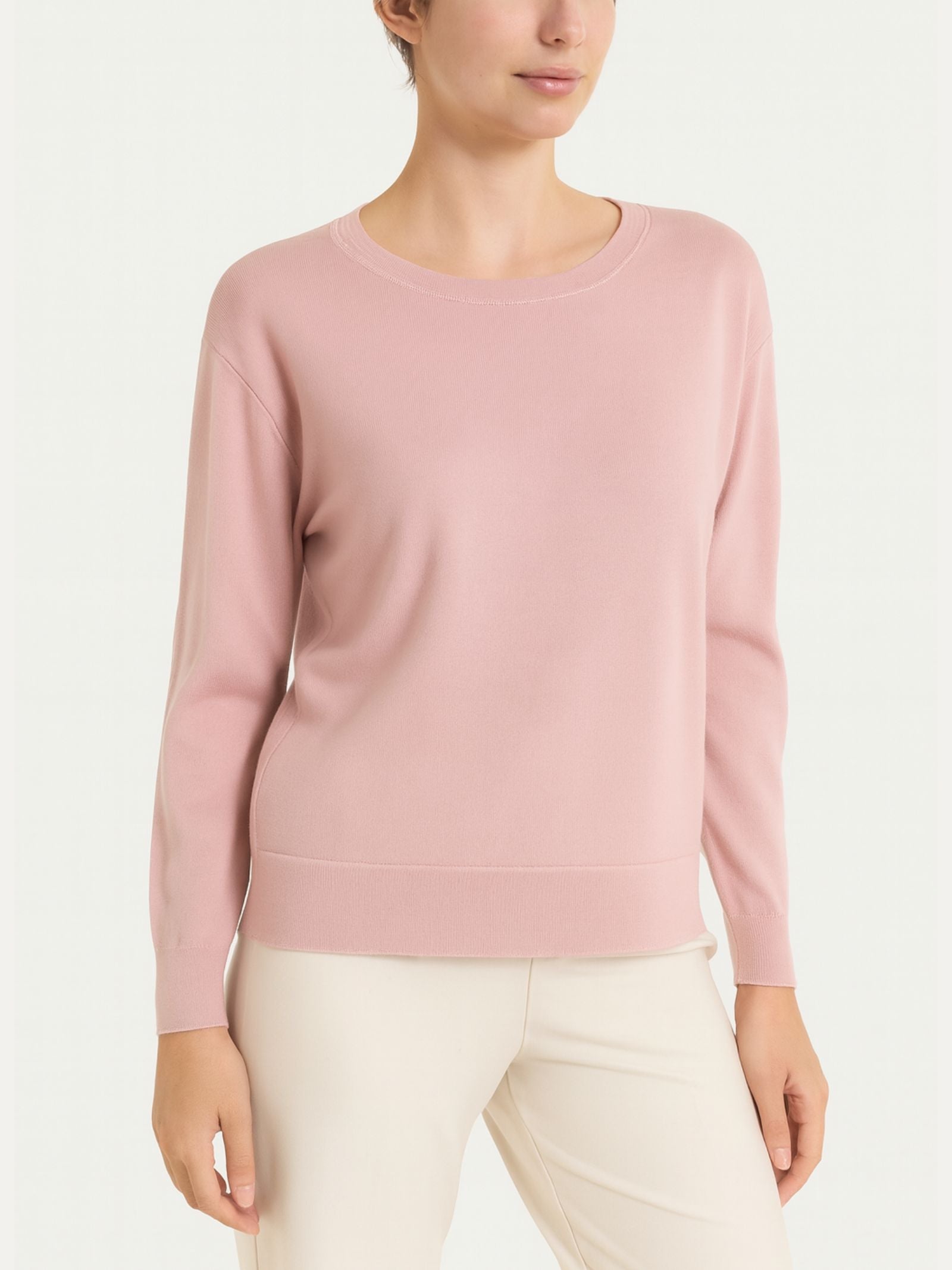 Ragno Merino Soft Scollo a Barchetta Maglia Cameo Rose pura lana