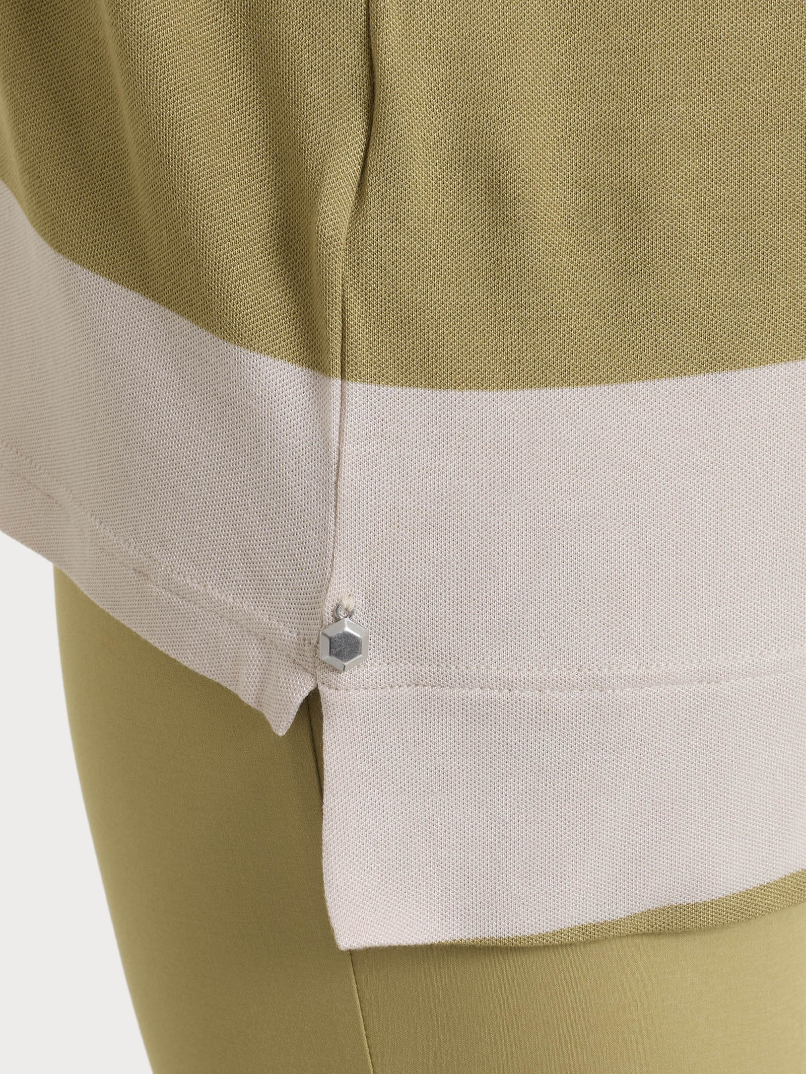 Ragno Summer Light Maglietta Scollo V Khaki a Righe