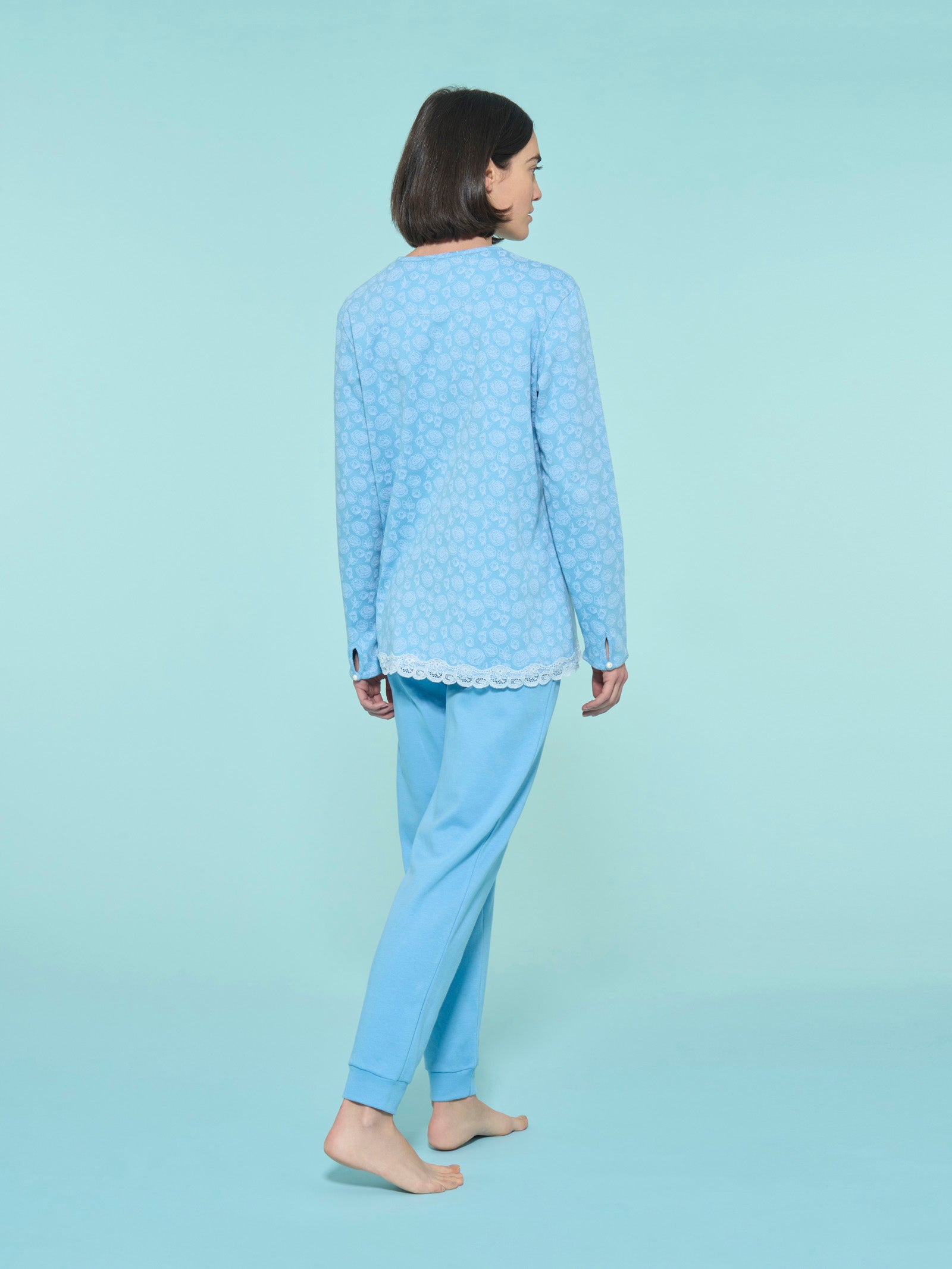 Ragno pigiama aperto interlock Fant. Dusk Blue puro cotone