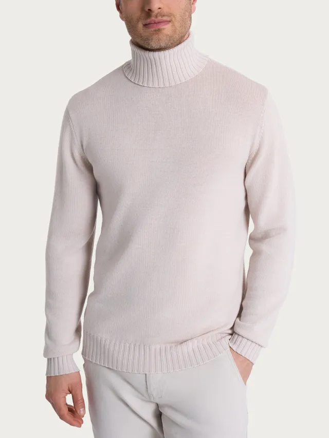 Ragno Merino Soft dolcevita uomo Champignon lana