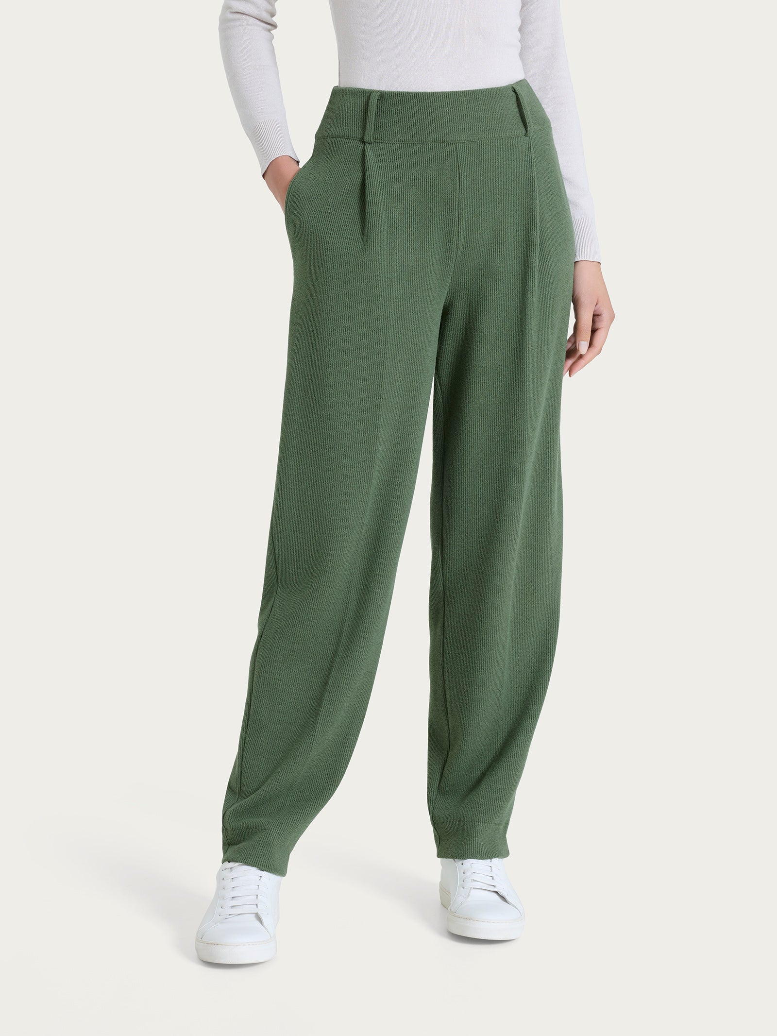 Ragno Relaxed Pantalone Carota Velvet Bronze Green Tapered