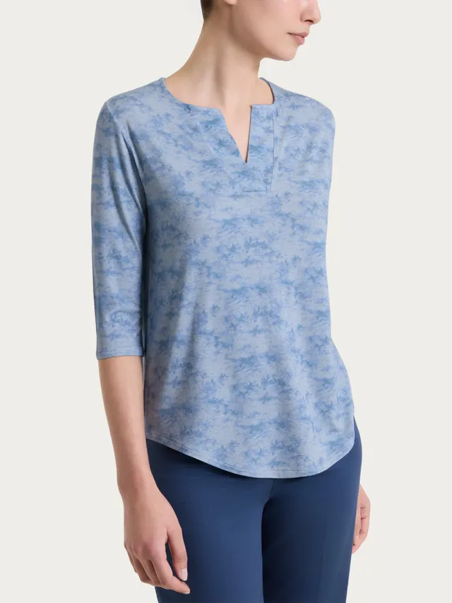 Ragno Viscosa Summer Maglietta Scollo V Dusty Blue manica 3/4