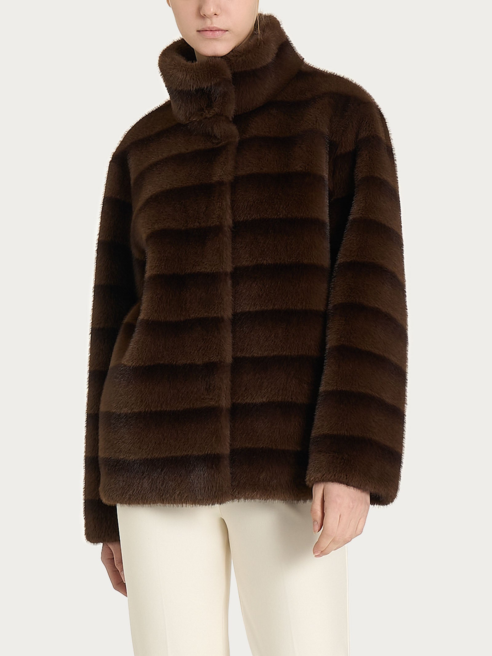 Ragno Vegan Fur Giacca Double-Face Chocolate Torte calda