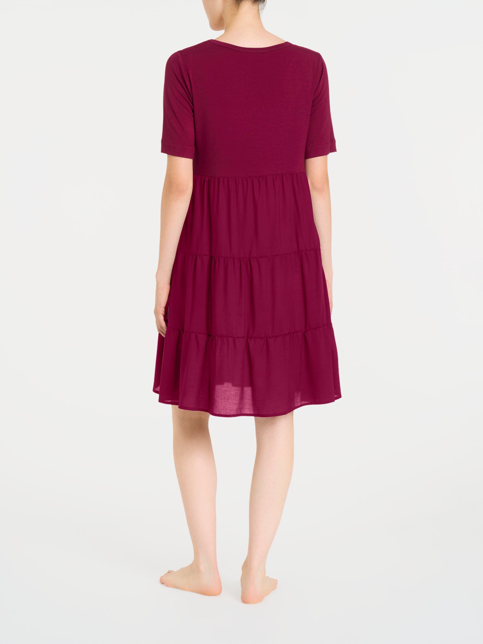 Ragno Viscosa Summer Vestito Balze Rhododendron Svasato
