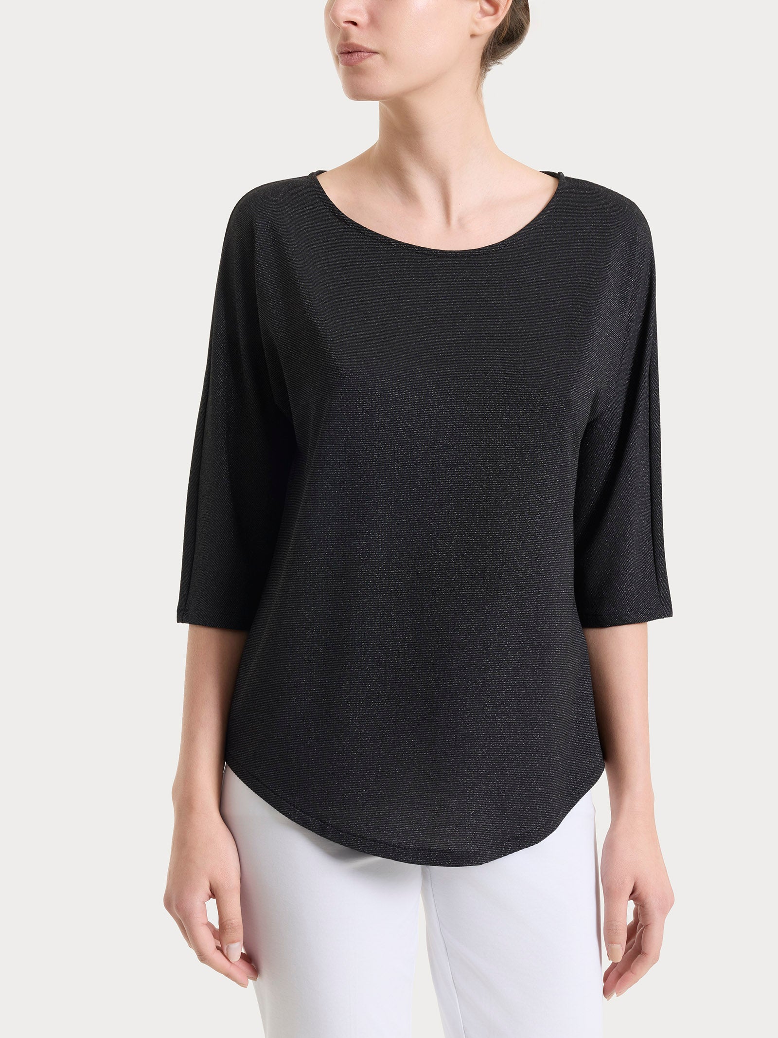 Ragno Summer Light Maglietta Kimono Nero Righe misto viscosa