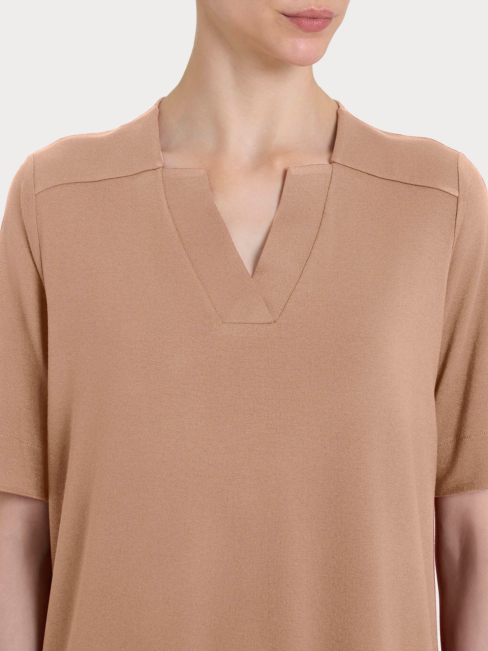 Ragno Scollo a V maglietta taupe viscosa crepe