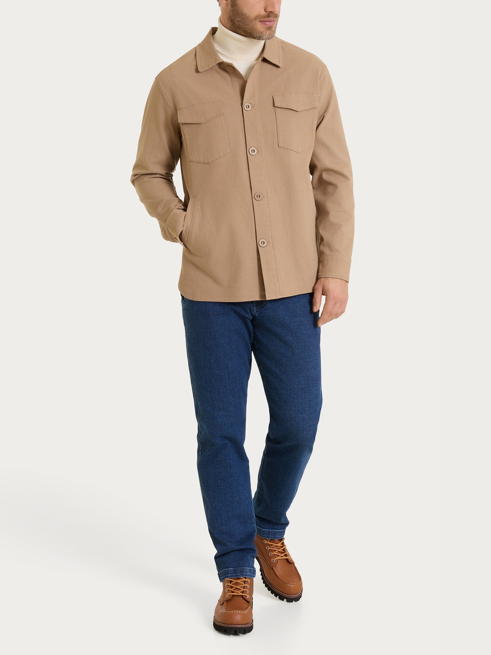 Ragno Shacket Canvas Stretch giacca uomo Tiger's Eye cotone