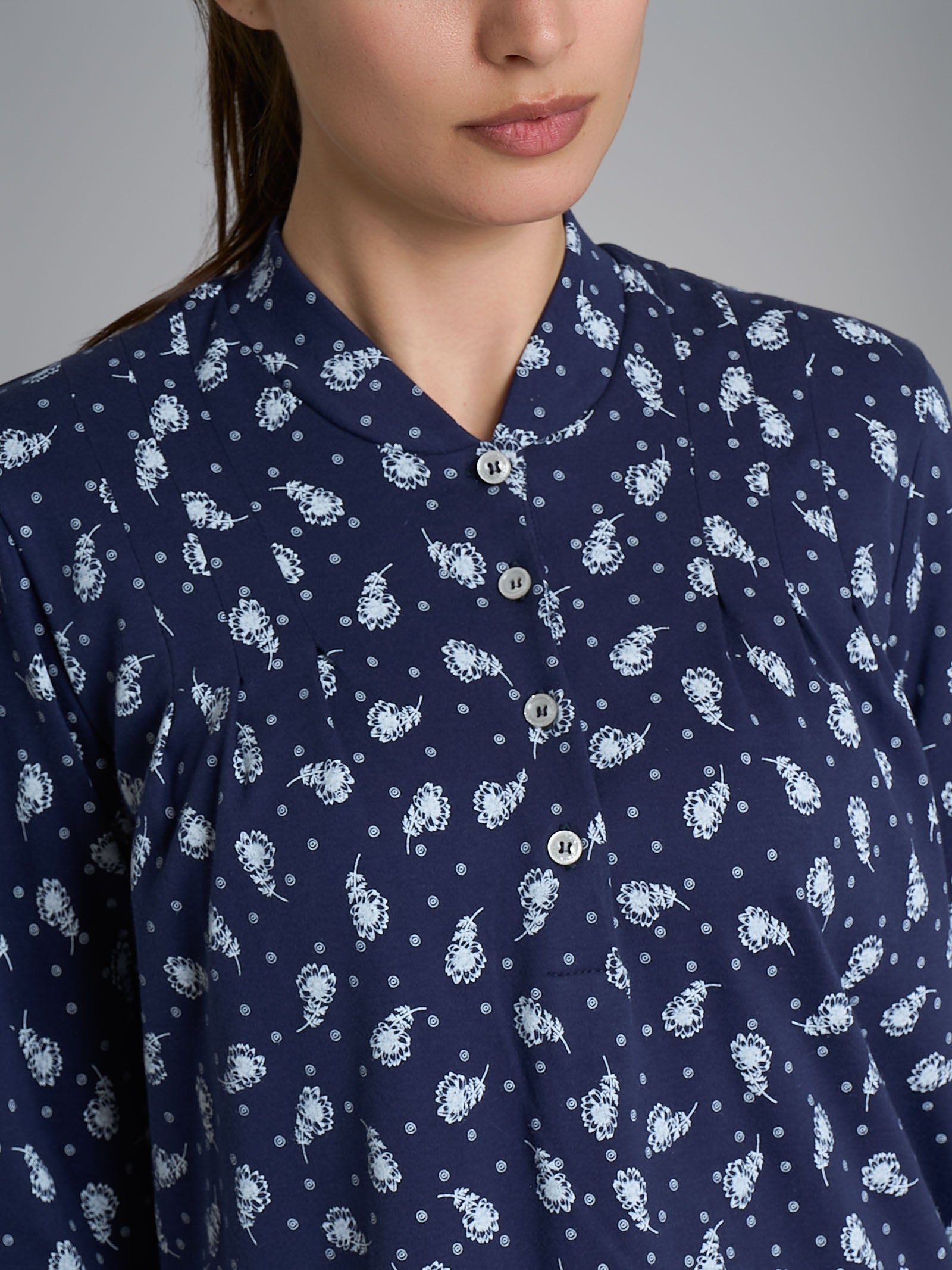 Ragno Sweet Emotion camicia da notte corta cotone blu fiori